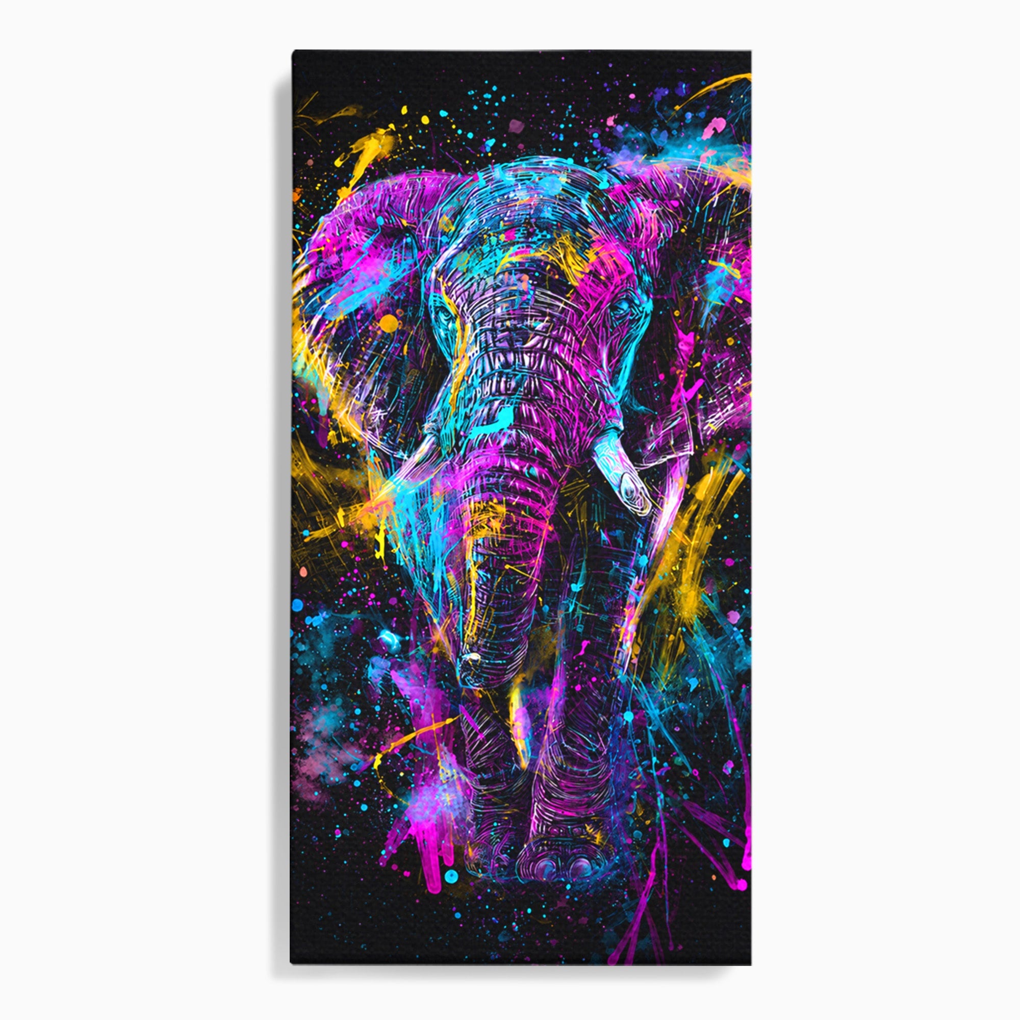 Tablou Canvas Premium LuxCanva® M1555, Elefantul Magic, Elefant, Arta Abstracta, Vibrant, Safari, Living, Dormitor, Culori Vibrante