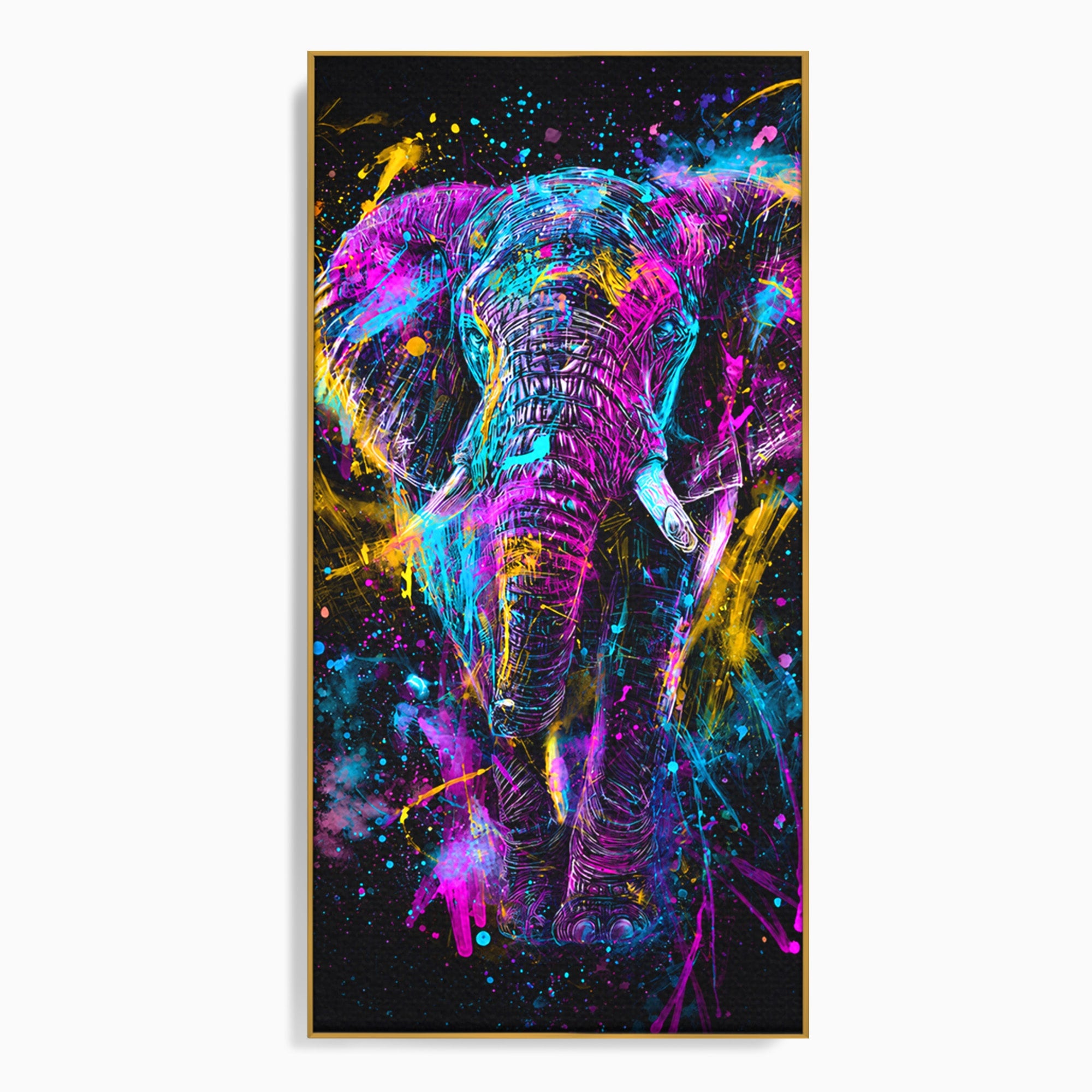 Tablou Canvas Premium LuxCanva® M1555, Elefantul Magic, Elefant, Arta Abstracta, Vibrant, Safari, Living, Dormitor, Culori Vibrante