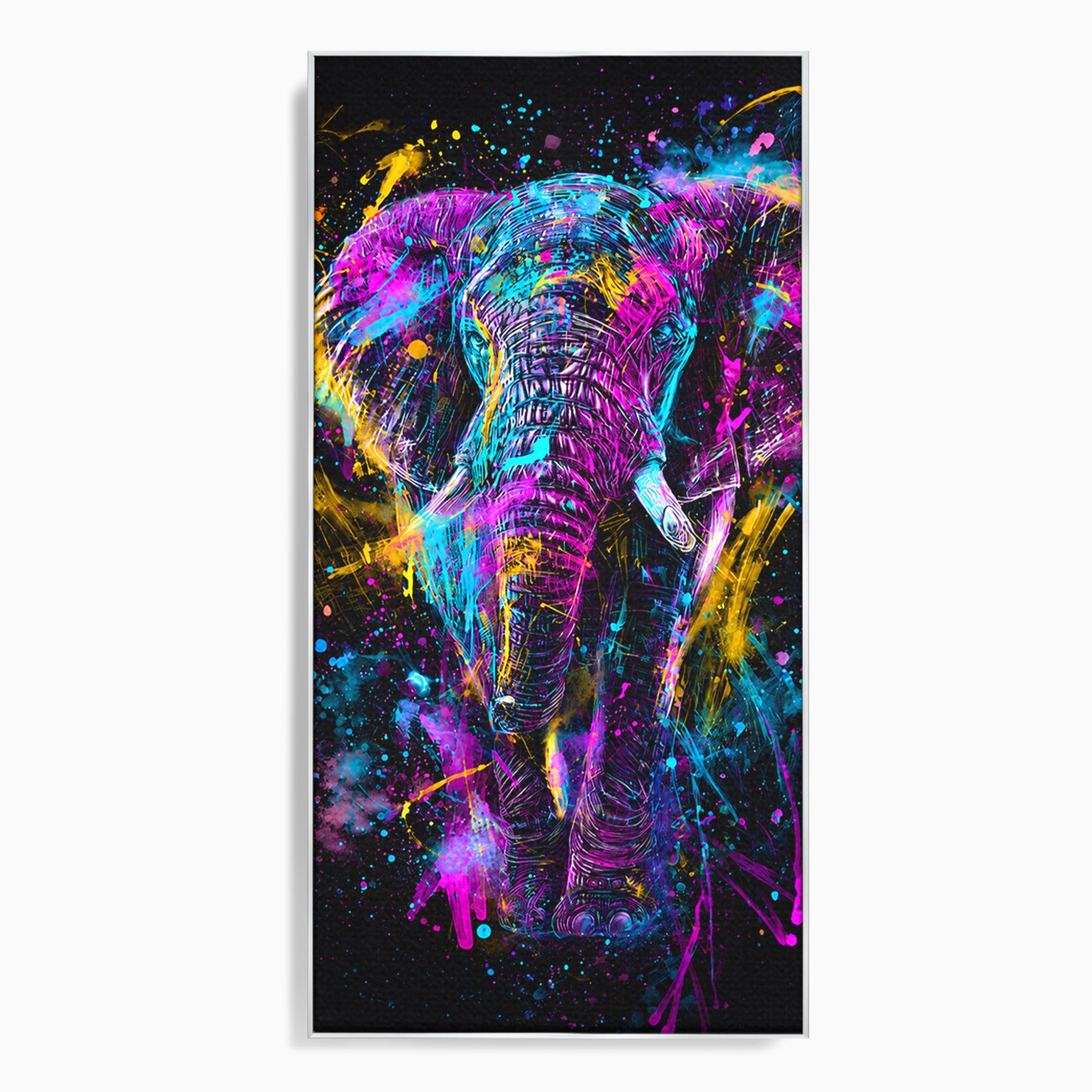 Tablou Canvas Premium LuxCanva® M1555, Elefantul Magic, Elefant, Arta Abstracta, Vibrant, Safari, Living, Dormitor, Culori Vibrante