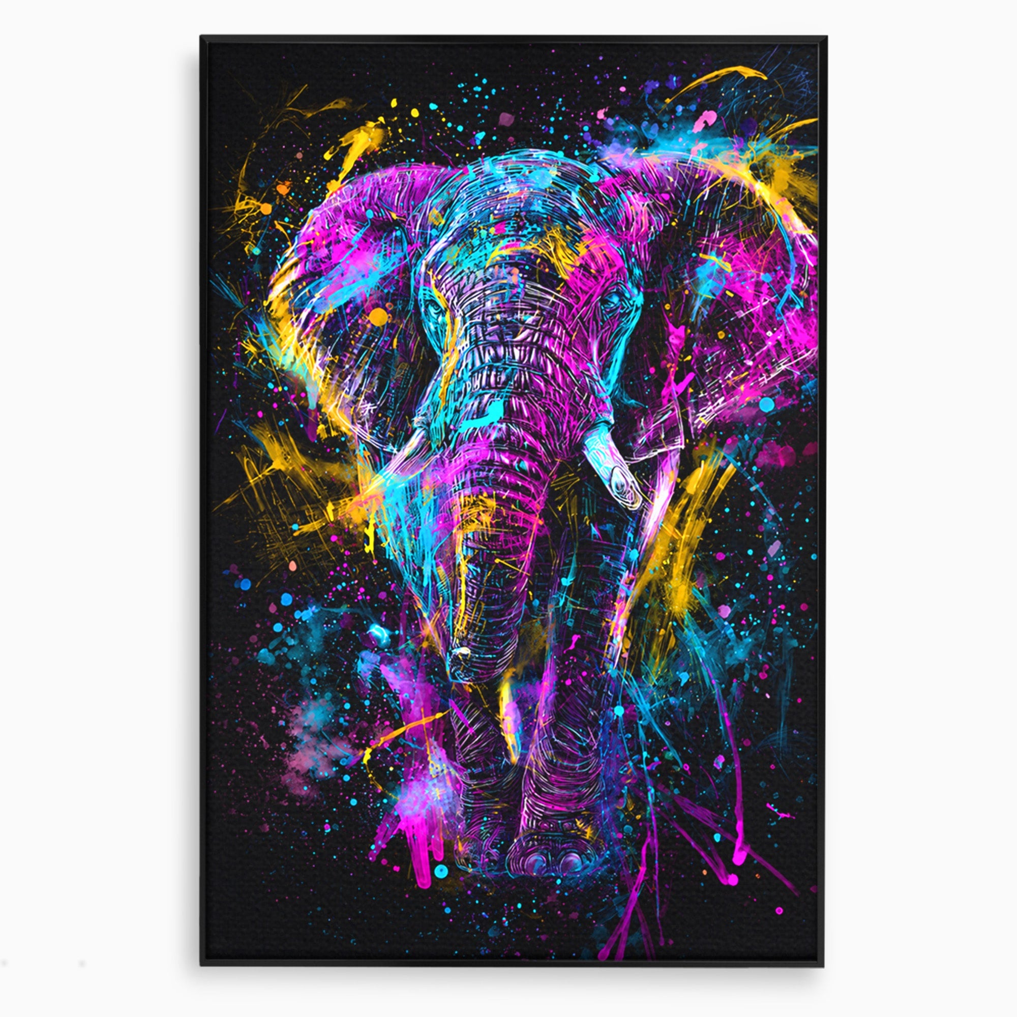 Tablou Canvas Premium LuxCanva® M1555, Elefantul Magic, Elefant, Arta Abstracta, Vibrant, Safari, Living, Dormitor, Culori Vibrante