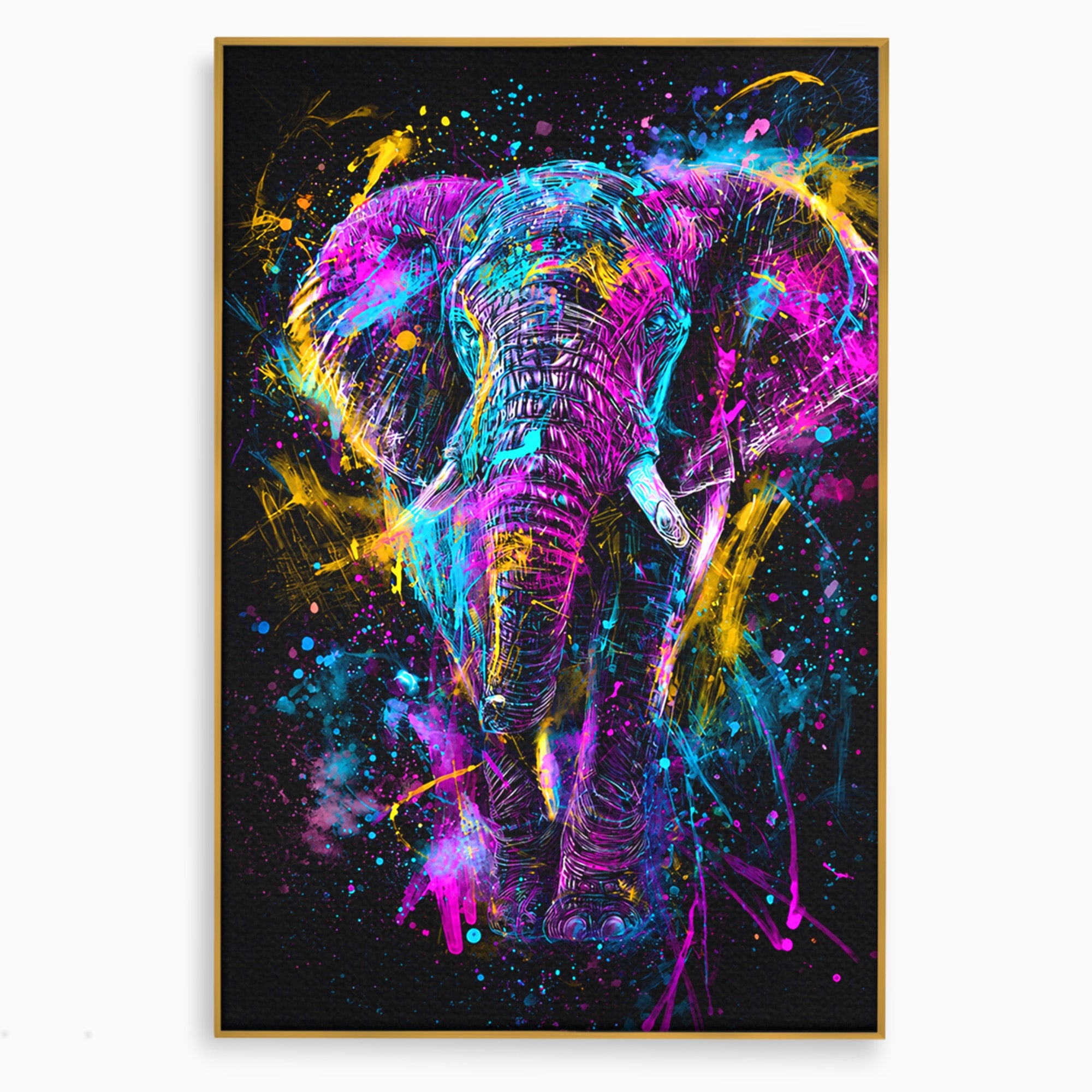 Tablou Canvas Premium LuxCanva® M1555, Elefantul Magic, Elefant, Arta Abstracta, Vibrant, Safari, Living, Dormitor, Culori Vibrante