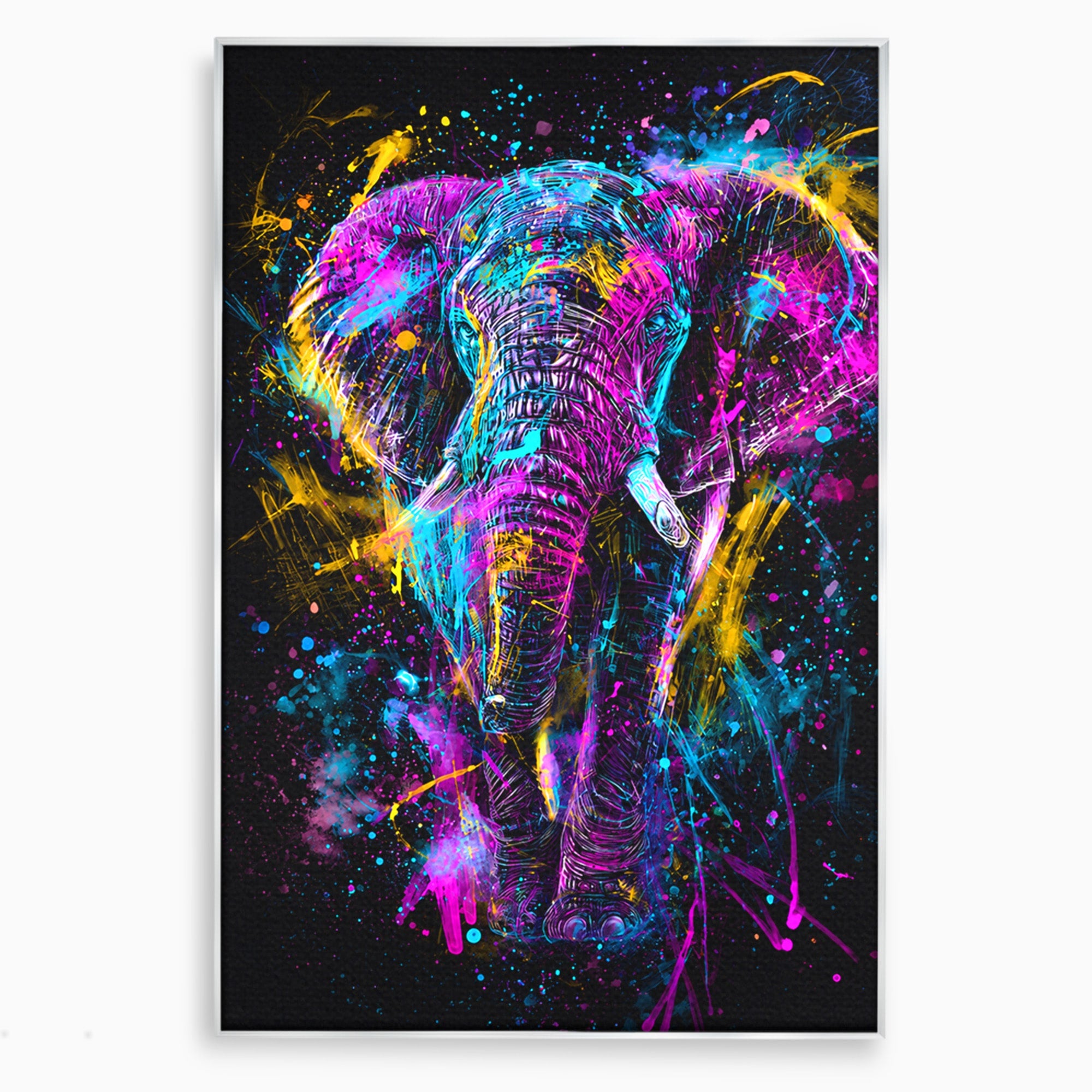 Tablou Canvas Premium LuxCanva® M1555, Elefantul Magic, Elefant, Arta Abstracta, Vibrant, Safari, Living, Dormitor, Culori Vibrante
