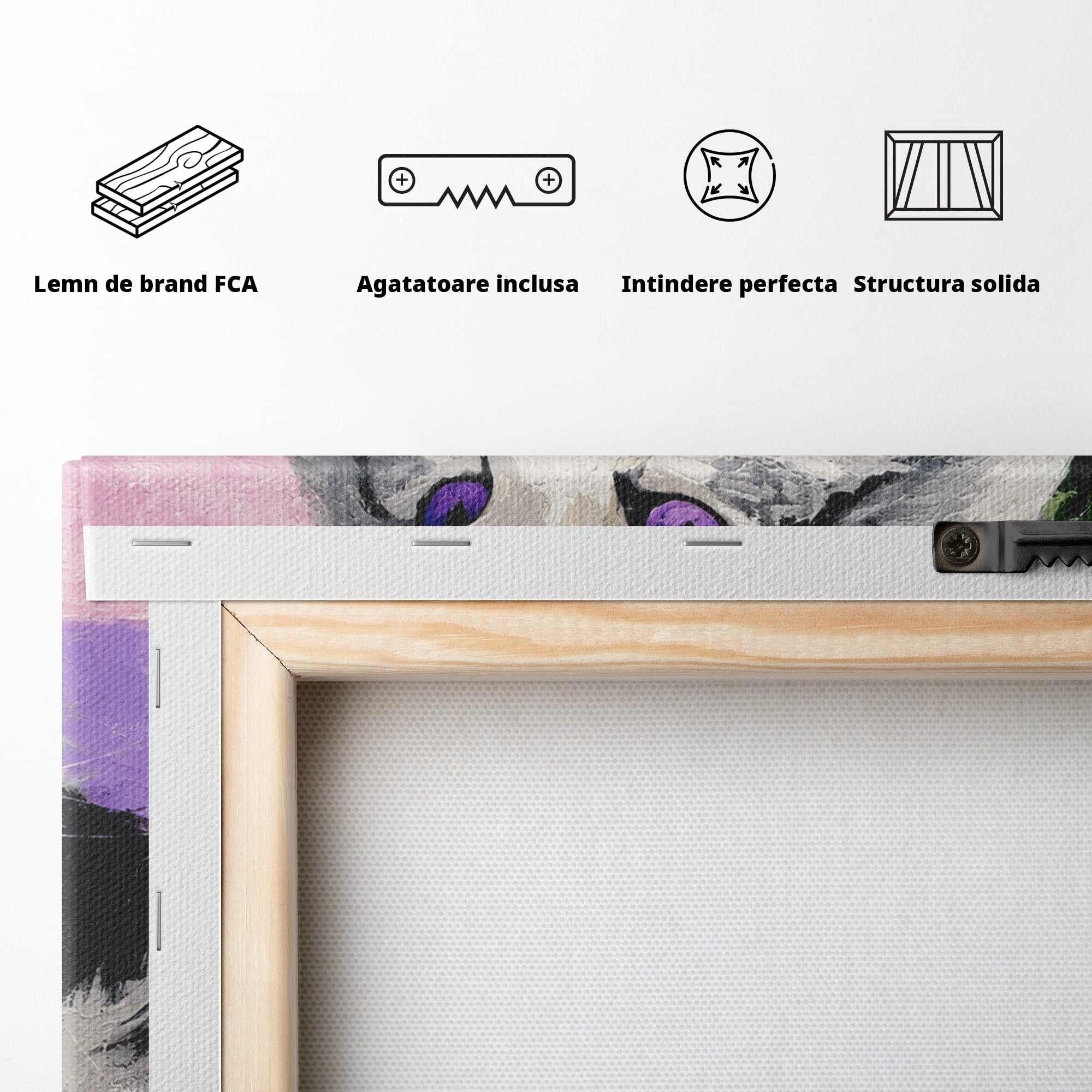 Tablou Canvas Premium LuxCanva® M1556, Pisica Eleganta, Pisica, Portret, Eleganta, Living, Dormitor, Culori Vibrante