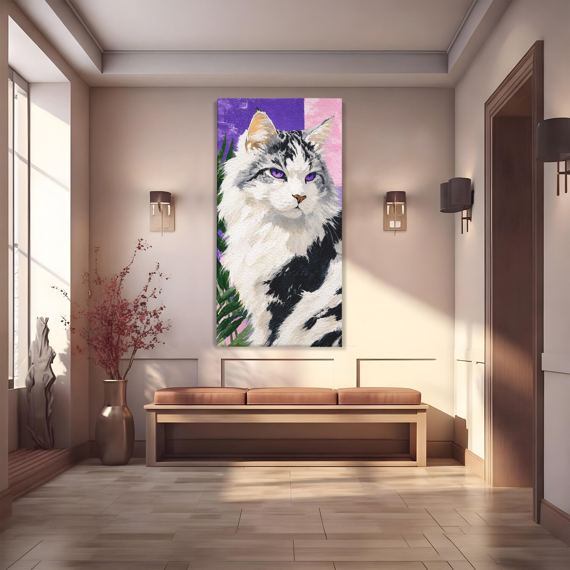 Tablou Canvas Premium LuxCanva® M1556, Pisica Eleganta, Pisica, Portret, Eleganta, Living, Dormitor, Culori Vibrante