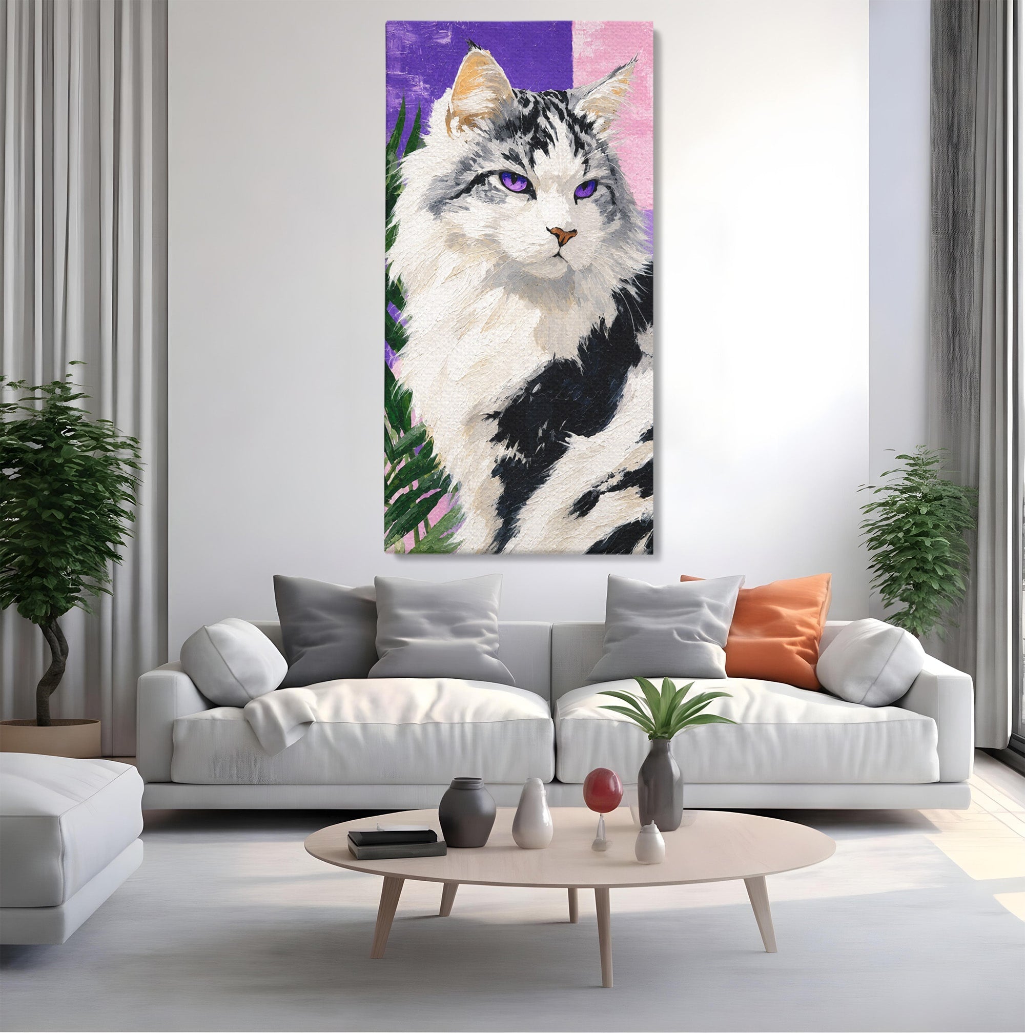 Tablou Canvas Premium LuxCanva® M1556, Pisica Eleganta, Pisica, Portret, Eleganta, Living, Dormitor, Culori Vibrante