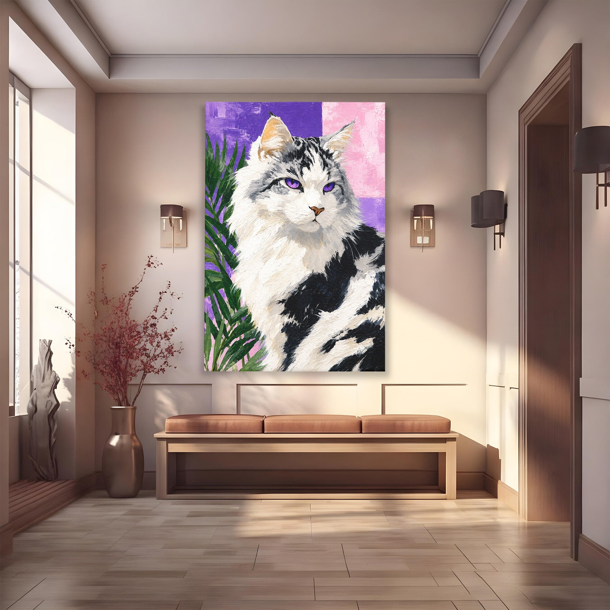 Tablou Canvas Premium LuxCanva® M1556, Pisica Eleganta, Pisica, Portret, Eleganta, Living, Dormitor, Culori Vibrante