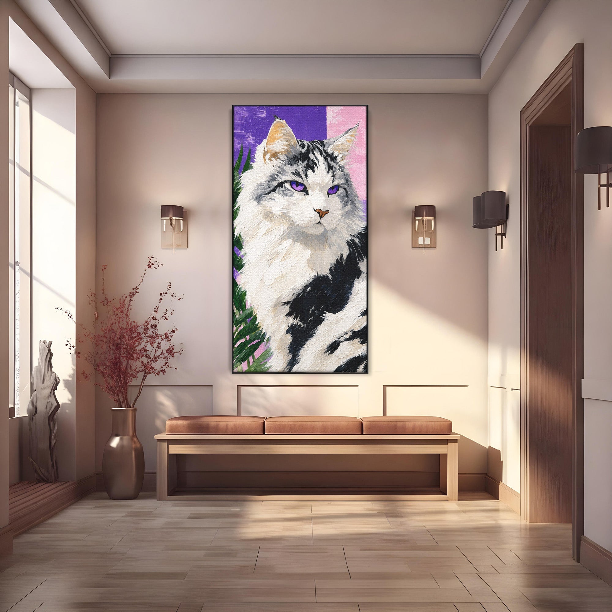 Tablou Canvas Premium LuxCanva® M1556, Pisica Eleganta, Pisica, Portret, Eleganta, Living, Dormitor, Culori Vibrante