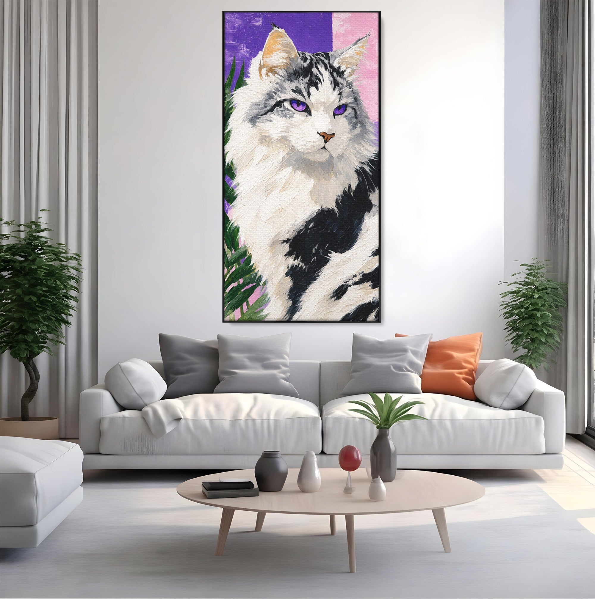 Tablou Canvas Premium LuxCanva® M1556, Pisica Eleganta, Pisica, Portret, Eleganta, Living, Dormitor, Culori Vibrante