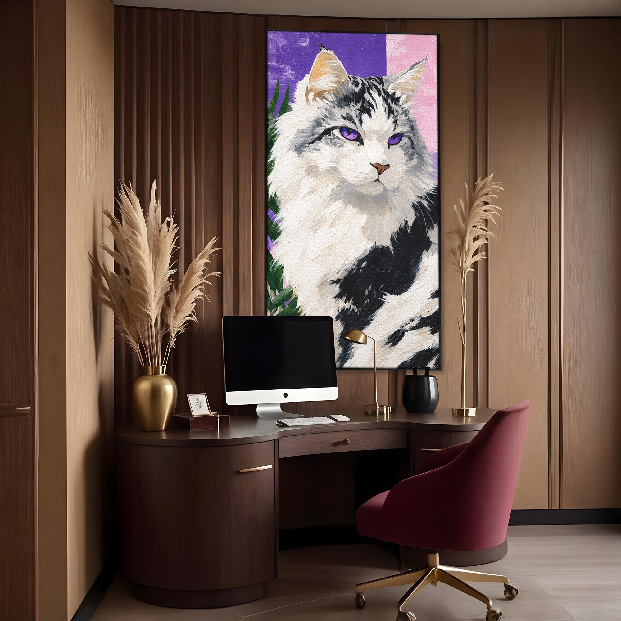 Tablou Canvas Premium LuxCanva® M1556, Pisica Eleganta, Pisica, Portret, Eleganta, Living, Dormitor, Culori Vibrante