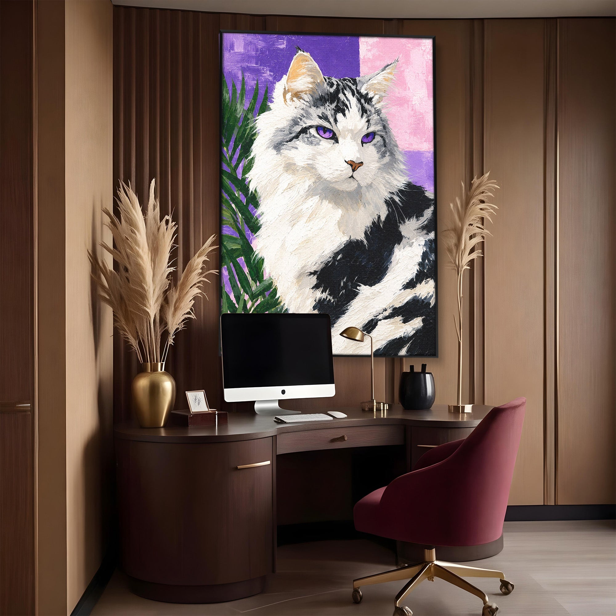 Tablou Canvas Premium LuxCanva® M1556, Pisica Eleganta, Pisica, Portret, Eleganta, Living, Dormitor, Culori Vibrante
