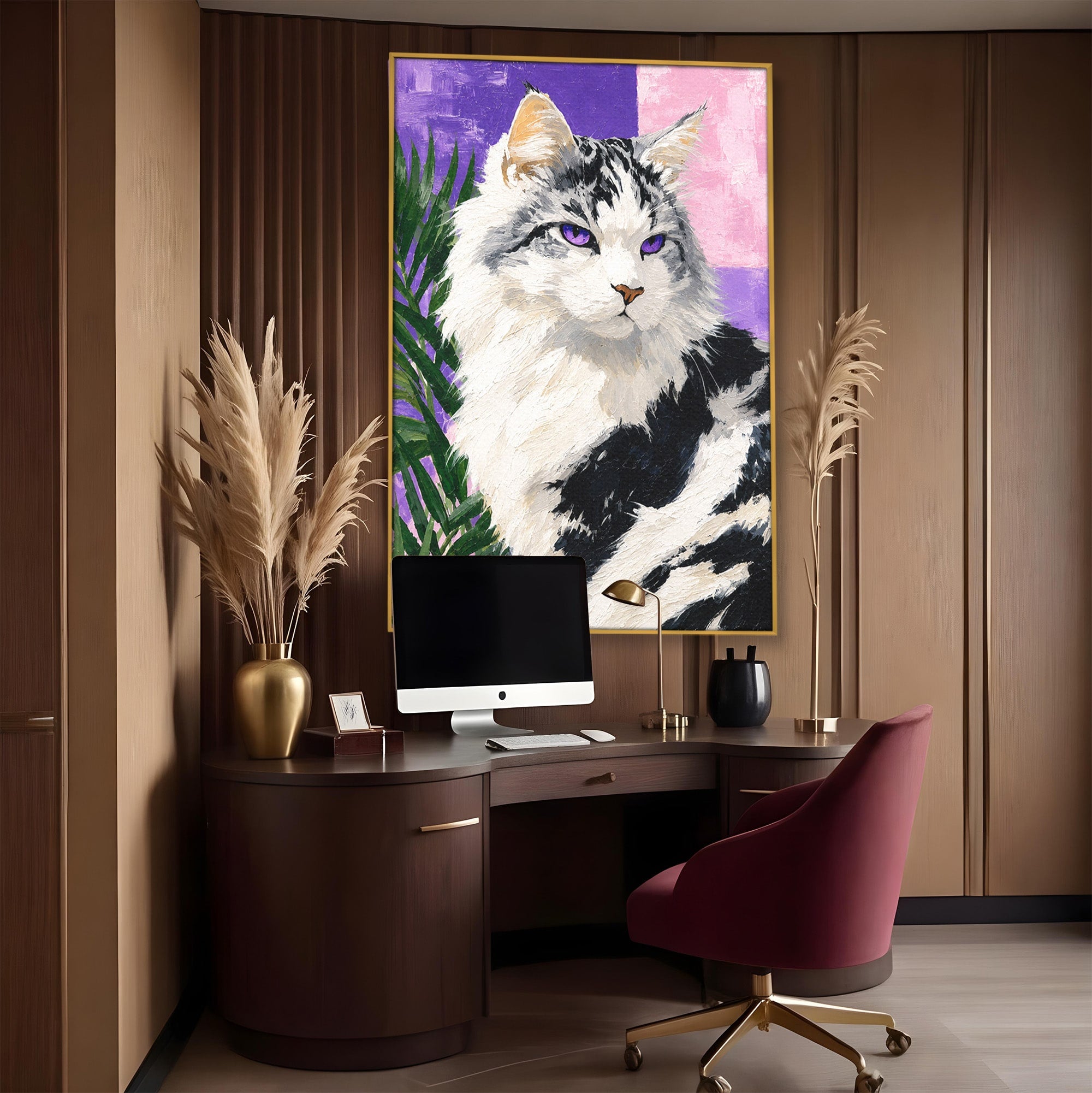 Tablou Canvas Premium LuxCanva® M1556, Pisica Eleganta, Pisica, Portret, Eleganta, Living, Dormitor, Culori Vibrante