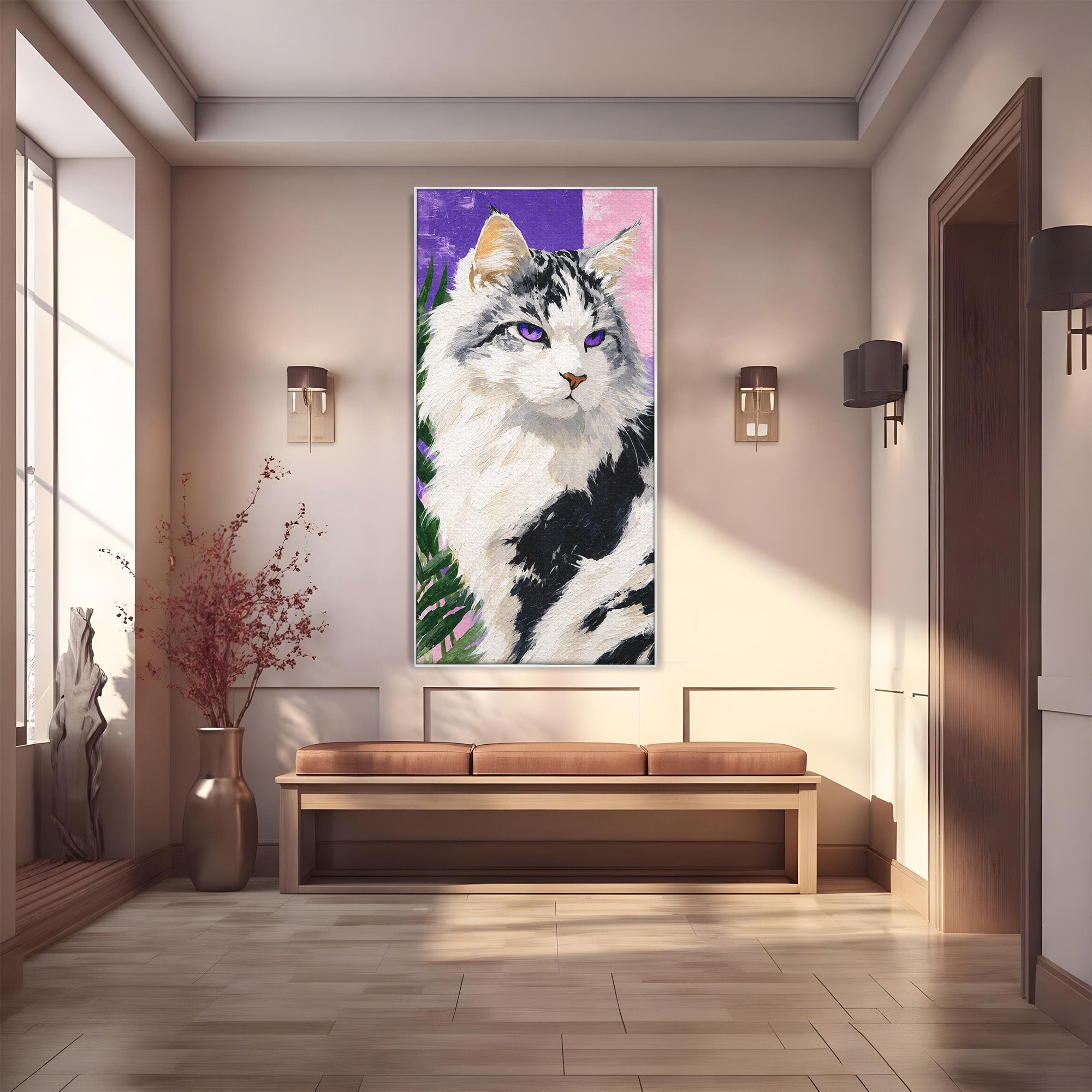 Tablou Canvas Premium LuxCanva® M1556, Pisica Eleganta, Pisica, Portret, Eleganta, Living, Dormitor, Culori Vibrante