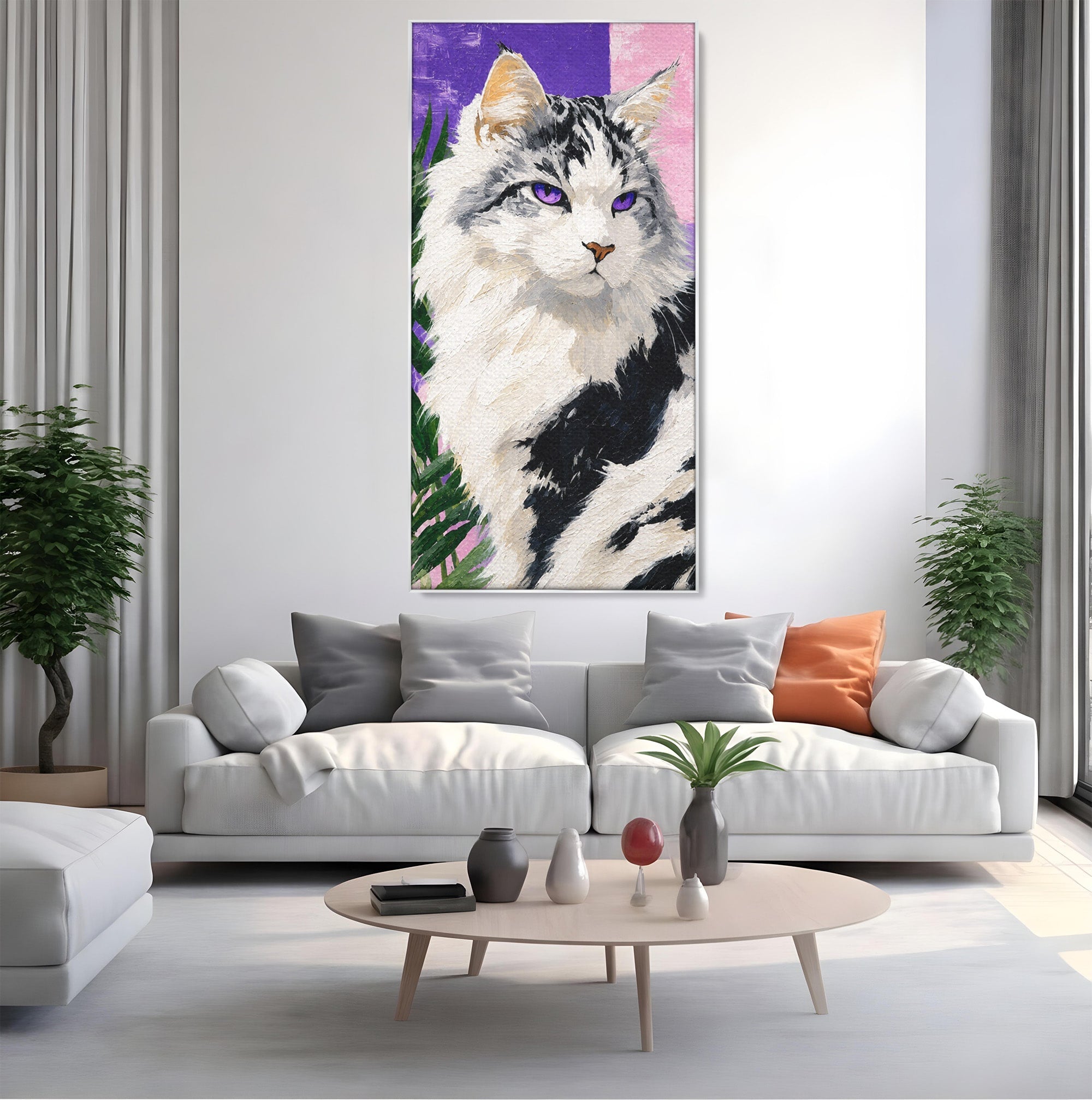 Tablou Canvas Premium LuxCanva® M1556, Pisica Eleganta, Pisica, Portret, Eleganta, Living, Dormitor, Culori Vibrante