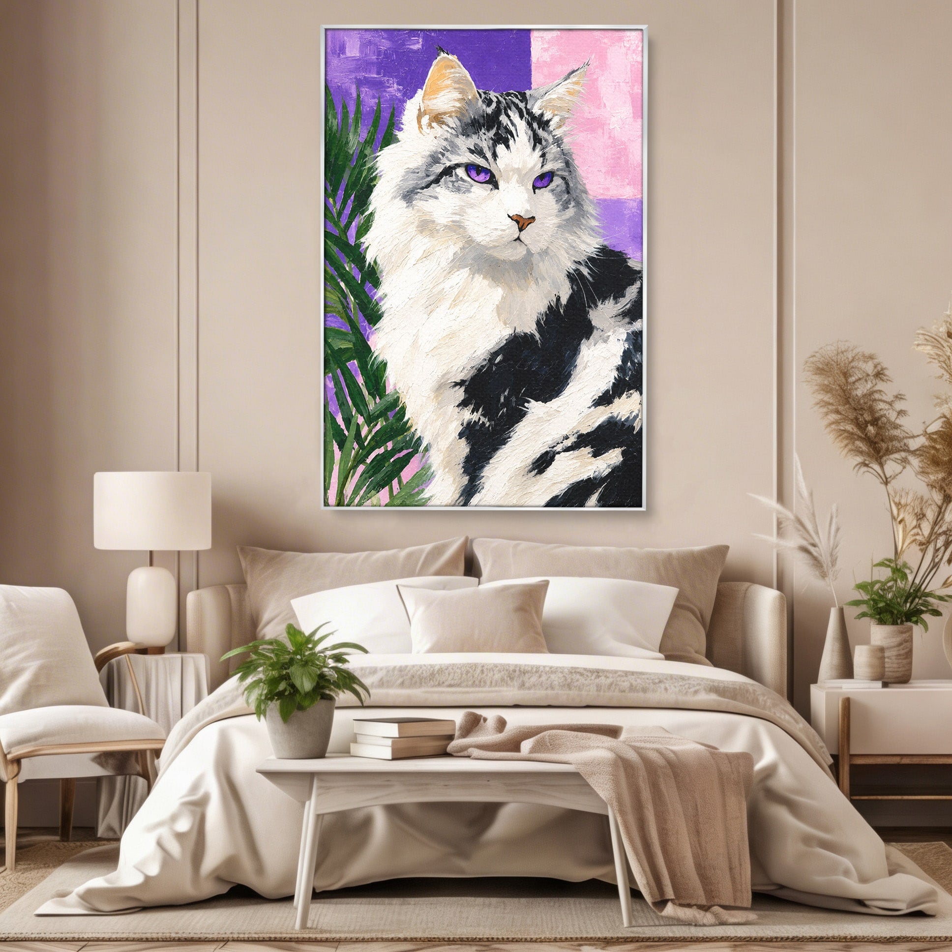 Tablou Canvas Premium LuxCanva® M1556, Pisica Eleganta, Pisica, Portret, Eleganta, Living, Dormitor, Culori Vibrante