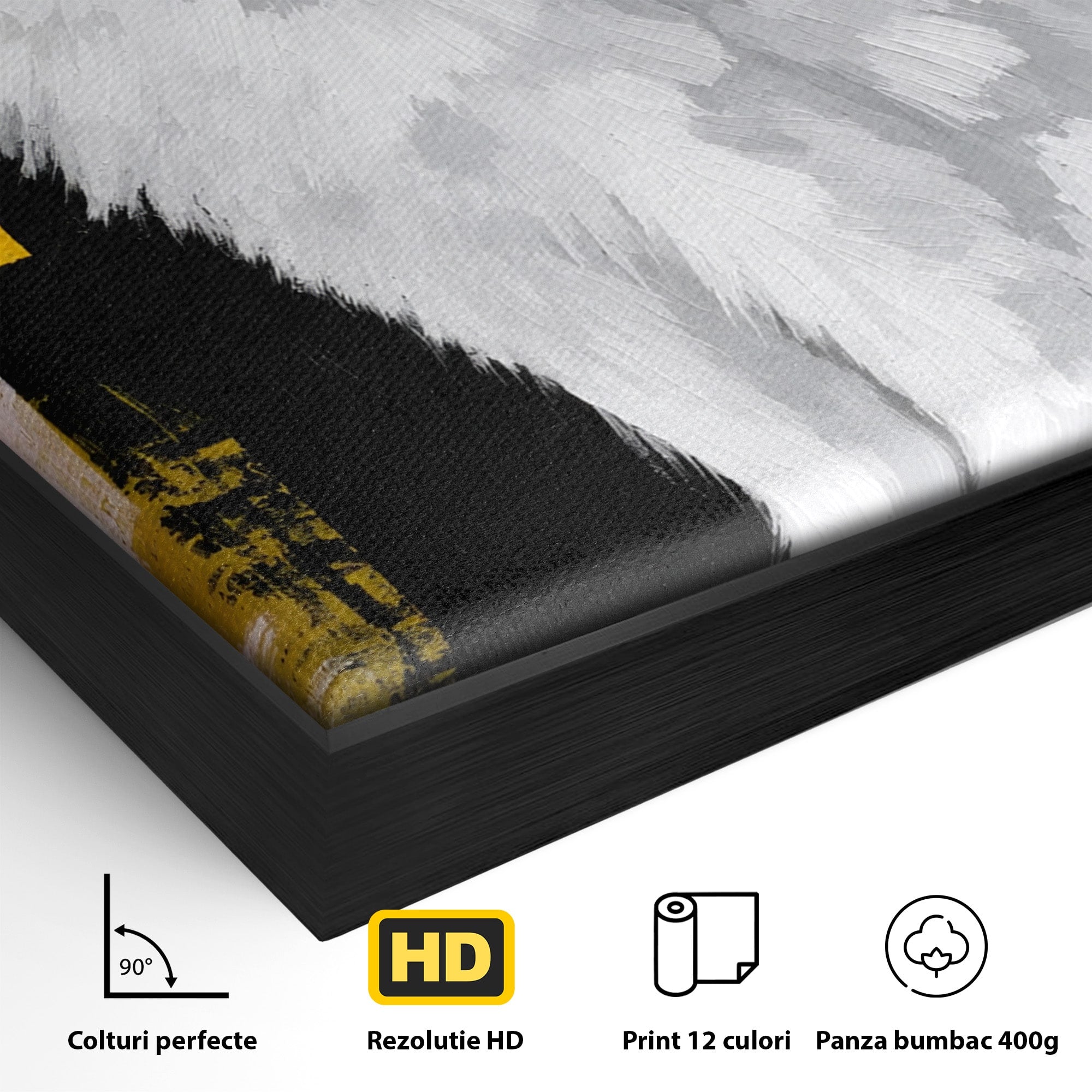 Tablou Canvas Premium LuxCanva® M1557, Grație în Alb, Pisica, Animale, Living, Arta Moderna, Culori Contrastante, Culori Vibrante