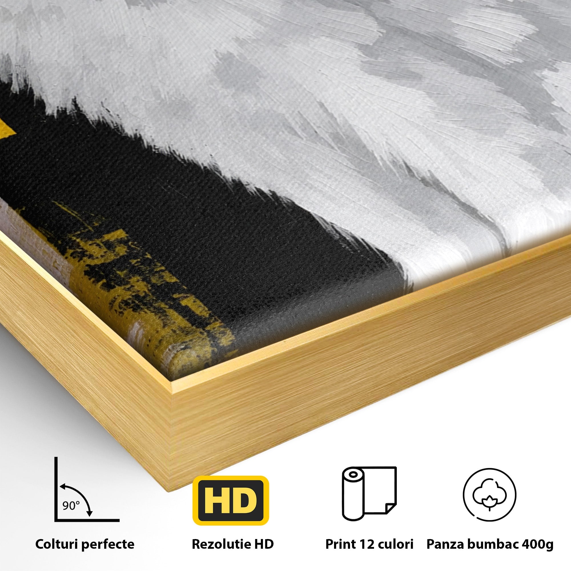 Tablou Canvas Premium LuxCanva® M1557, Grație în Alb, Pisica, Animale, Living, Arta Moderna, Culori Contrastante, Culori Vibrante