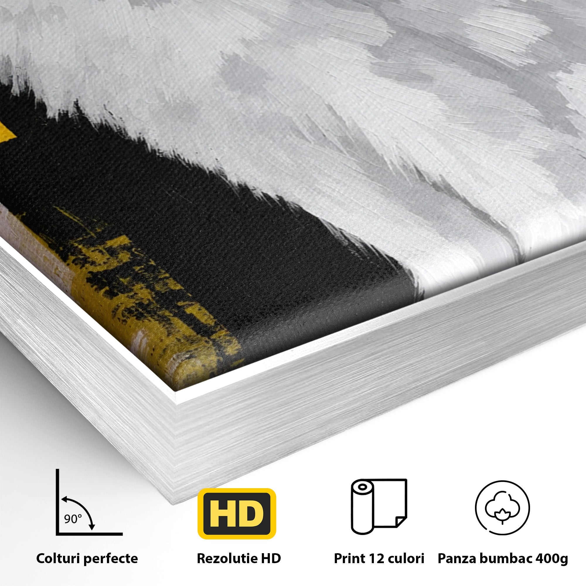 Tablou Canvas Premium LuxCanva® M1557, Grație în Alb, Pisica, Animale, Living, Arta Moderna, Culori Contrastante, Culori Vibrante