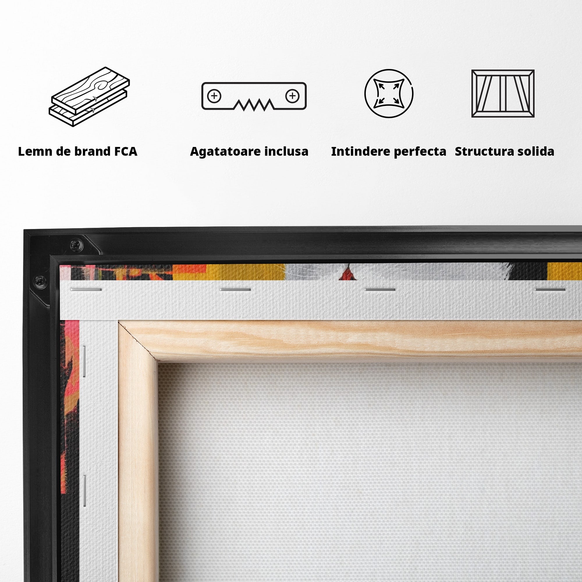 Tablou Canvas Premium LuxCanva® M1557, Grație în Alb, Pisica, Animale, Living, Arta Moderna, Culori Contrastante, Culori Vibrante