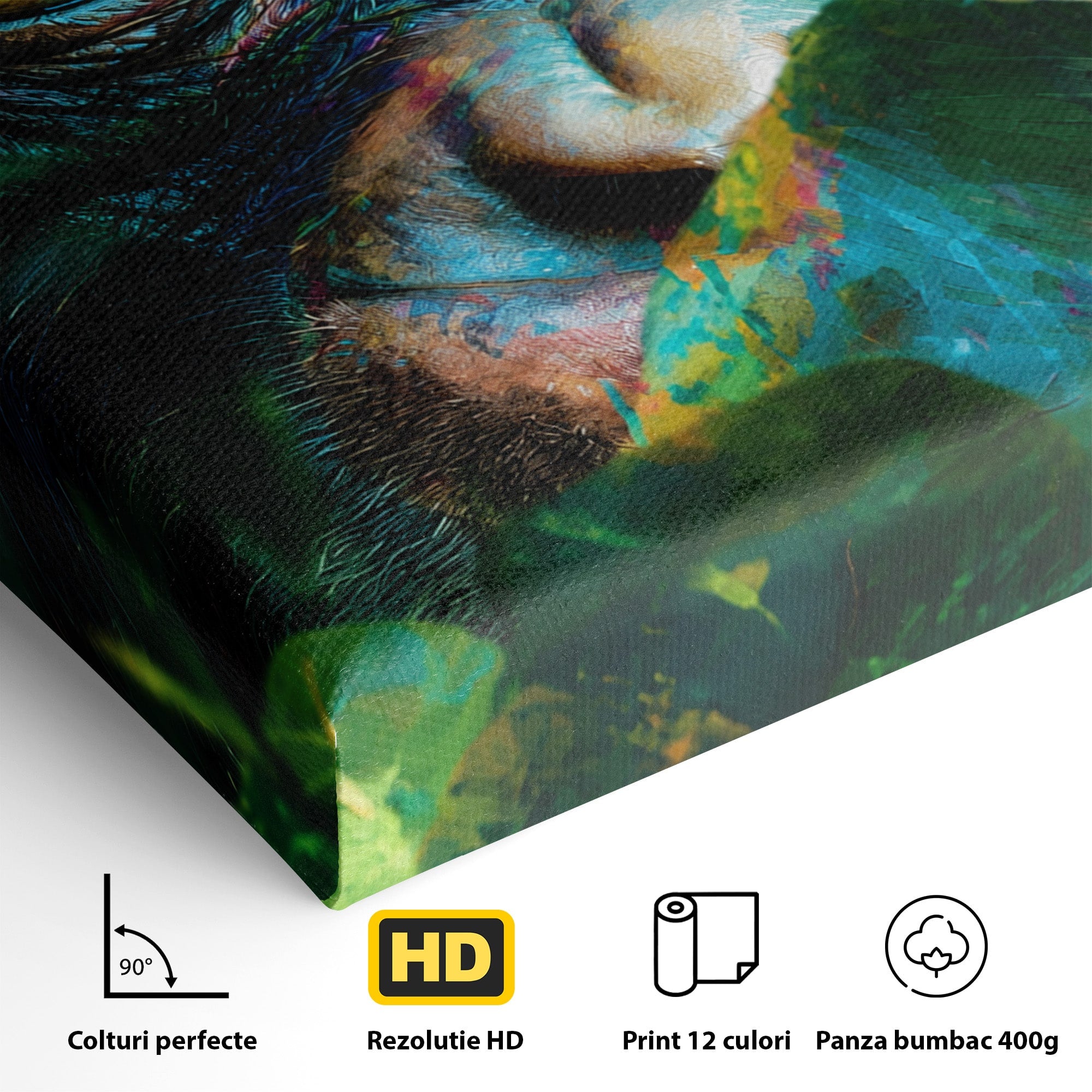 Tablou Canvas Premium LuxCanva® M1558, Privirea Maimutei, Maimuta, Jungla, Animale, Salbaticie, Living, Culori Vibrante