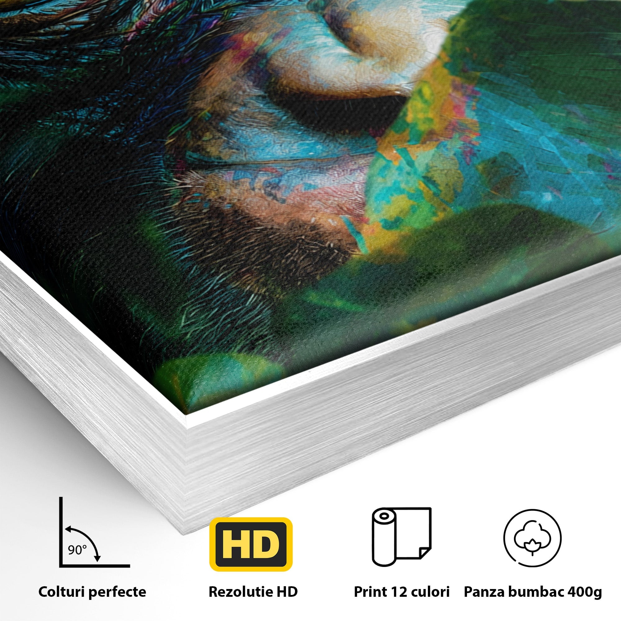 Tablou Canvas Premium LuxCanva® M1558, Privirea Maimutei, Maimuta, Jungla, Animale, Salbaticie, Living, Culori Vibrante