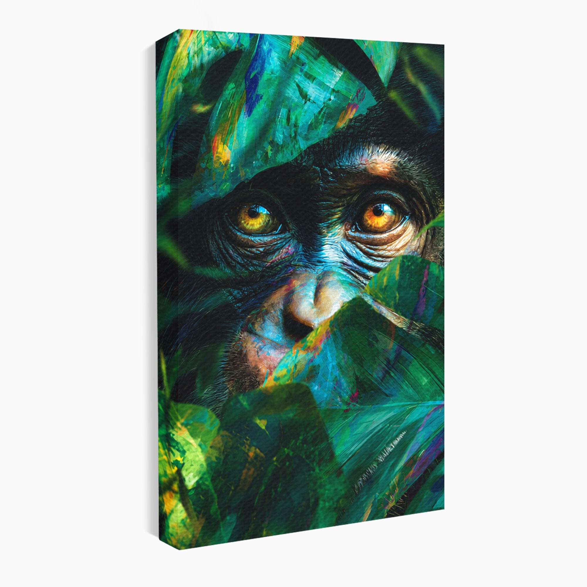 Tablou Canvas Premium LuxCanva® M1558, Privirea Maimutei, Maimuta, Jungla, Animale, Salbaticie, Living, Culori Vibrante