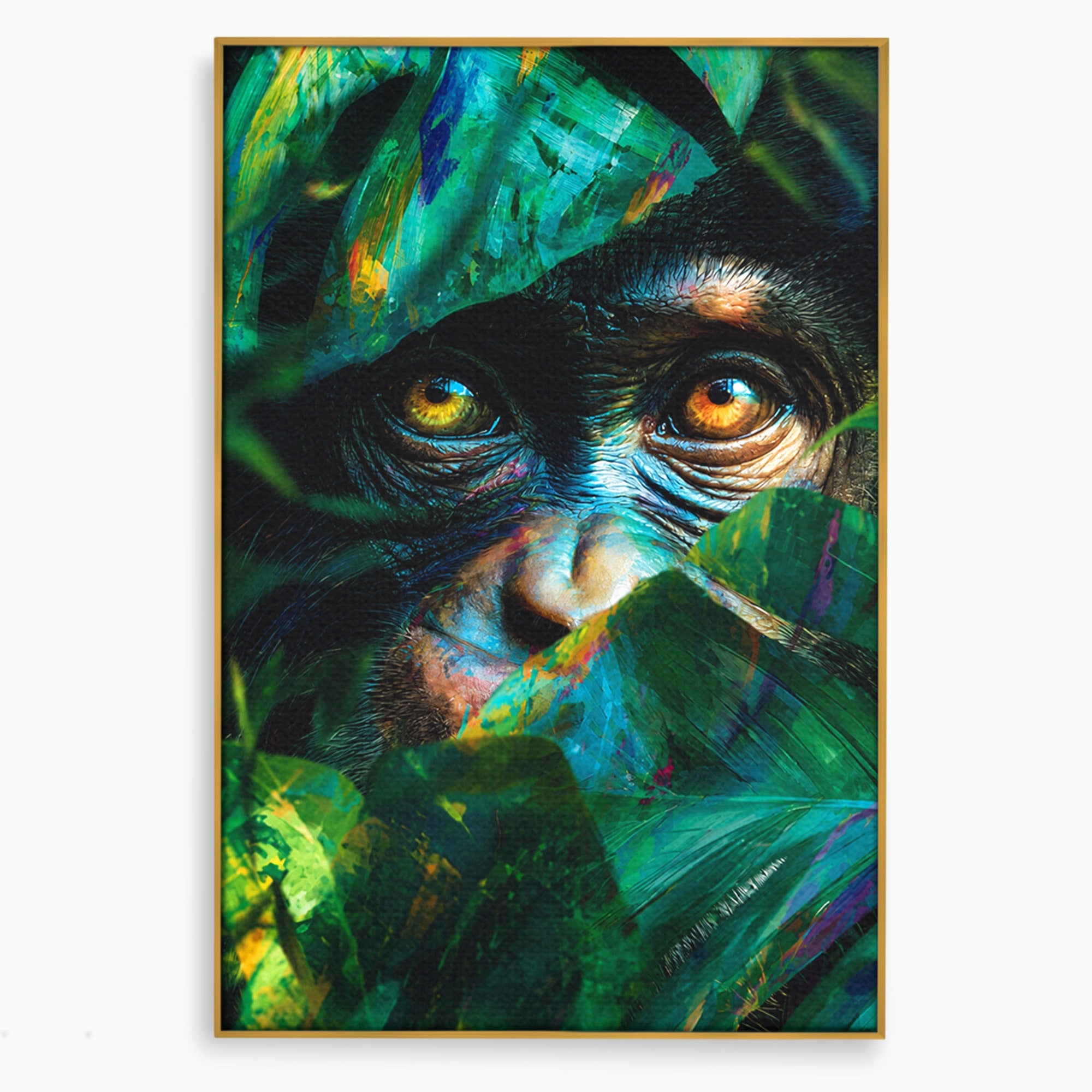 Tablou Canvas Premium LuxCanva® M1558, Privirea Maimutei, Maimuta, Jungla, Animale, Salbaticie, Living, Culori Vibrante