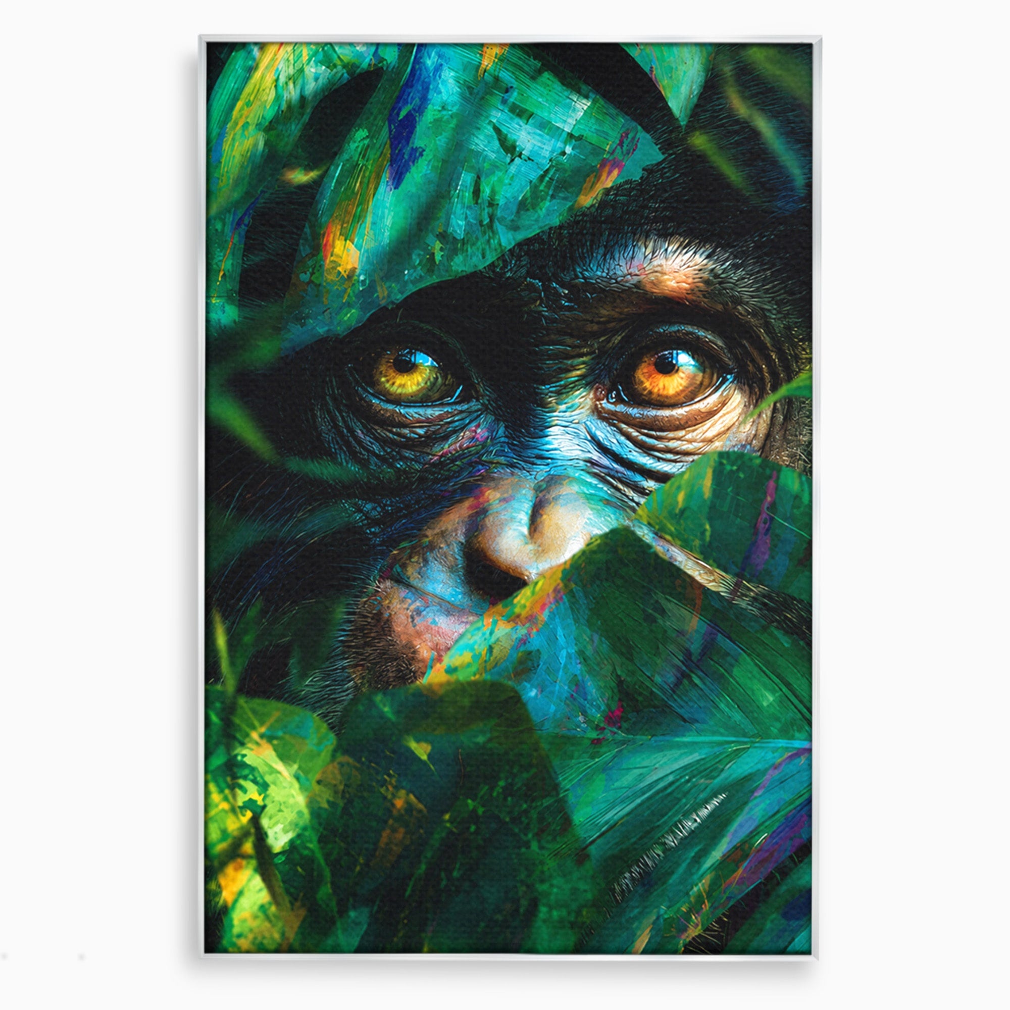 Tablou Canvas Premium LuxCanva® M1558, Privirea Maimutei, Maimuta, Jungla, Animale, Salbaticie, Living, Culori Vibrante