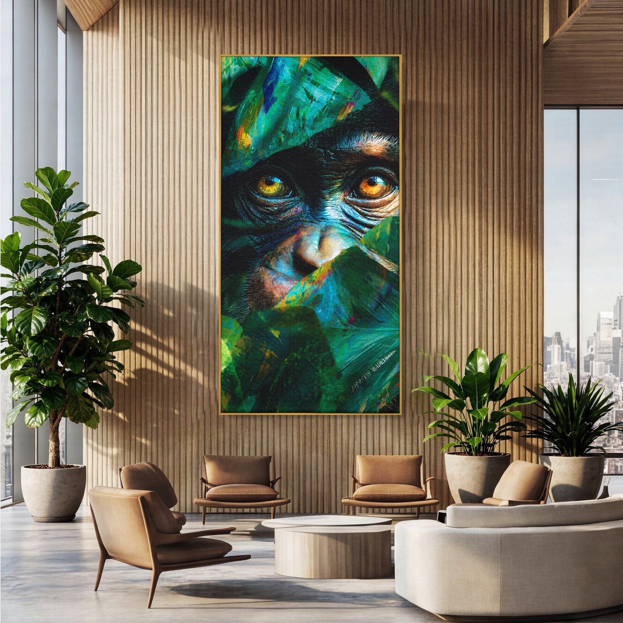 Tablou Canvas Premium LuxCanva® M1558, Privirea Maimutei, Maimuta, Jungla, Animale, Salbaticie, Living, Culori Vibrante