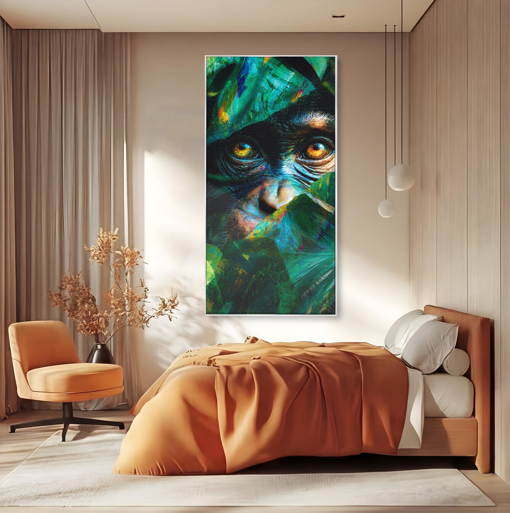 Tablou Canvas Premium LuxCanva® M1558, Privirea Maimutei, Maimuta, Jungla, Animale, Salbaticie, Living, Culori Vibrante