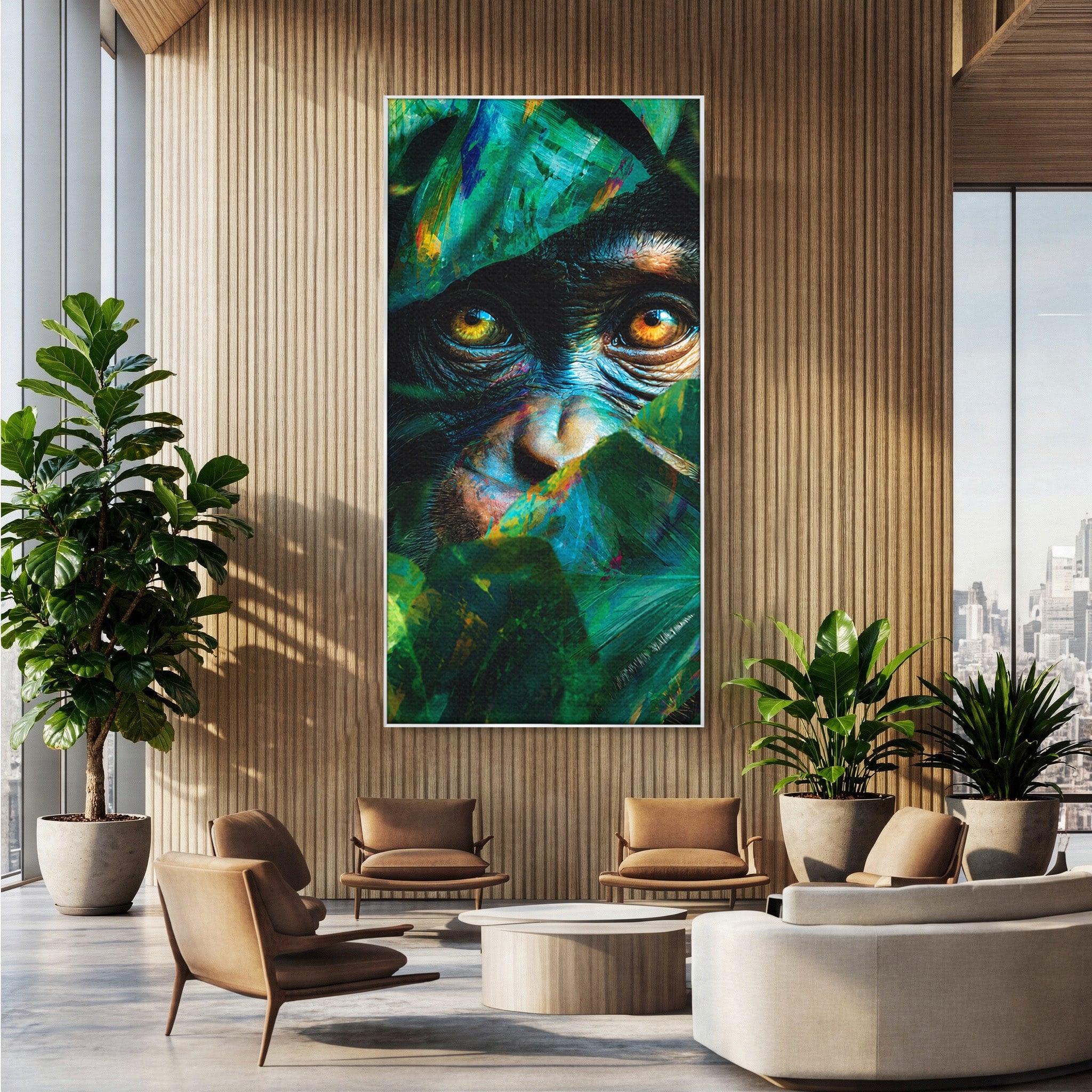 Tablou Canvas Premium LuxCanva® M1558, Privirea Maimutei, Maimuta, Jungla, Animale, Salbaticie, Living, Culori Vibrante