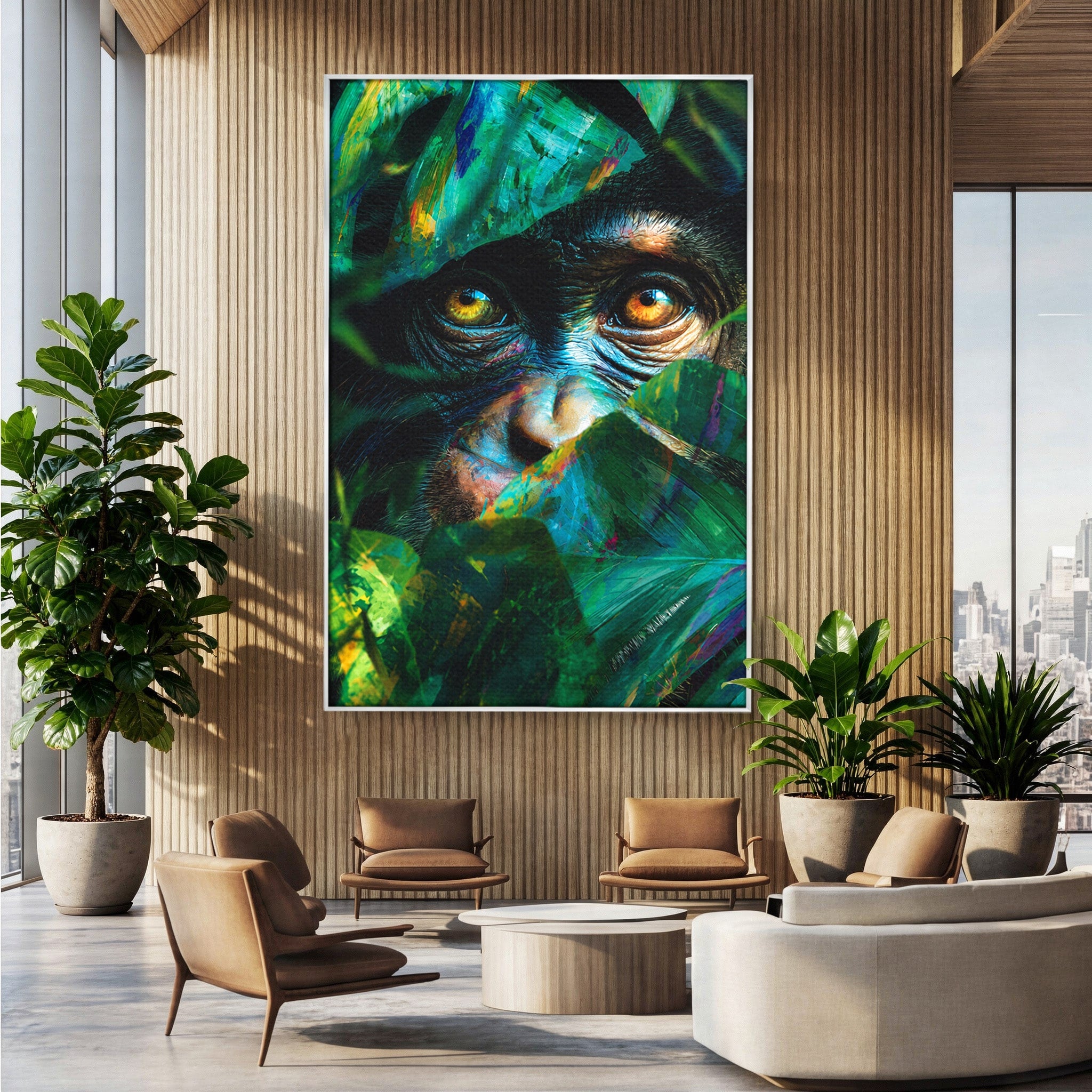 Tablou Canvas Premium LuxCanva® M1558, Privirea Maimutei, Maimuta, Jungla, Animale, Salbaticie, Living, Culori Vibrante