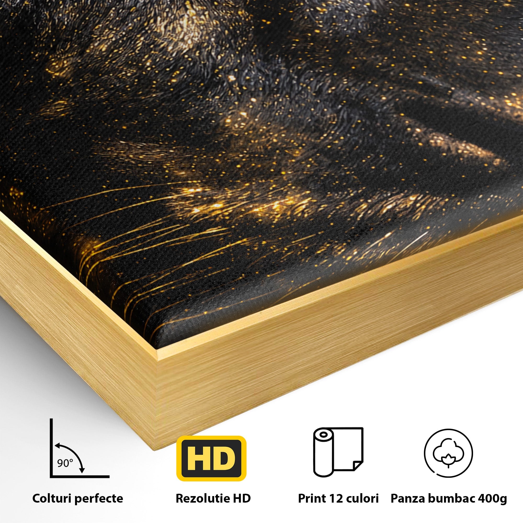Tablou Canvas Premium LuxCanva® M1559, Pantera Aurie, Pantera, Animale, Mister, Eleganta, Dormitor, Living, Culori Vibrante