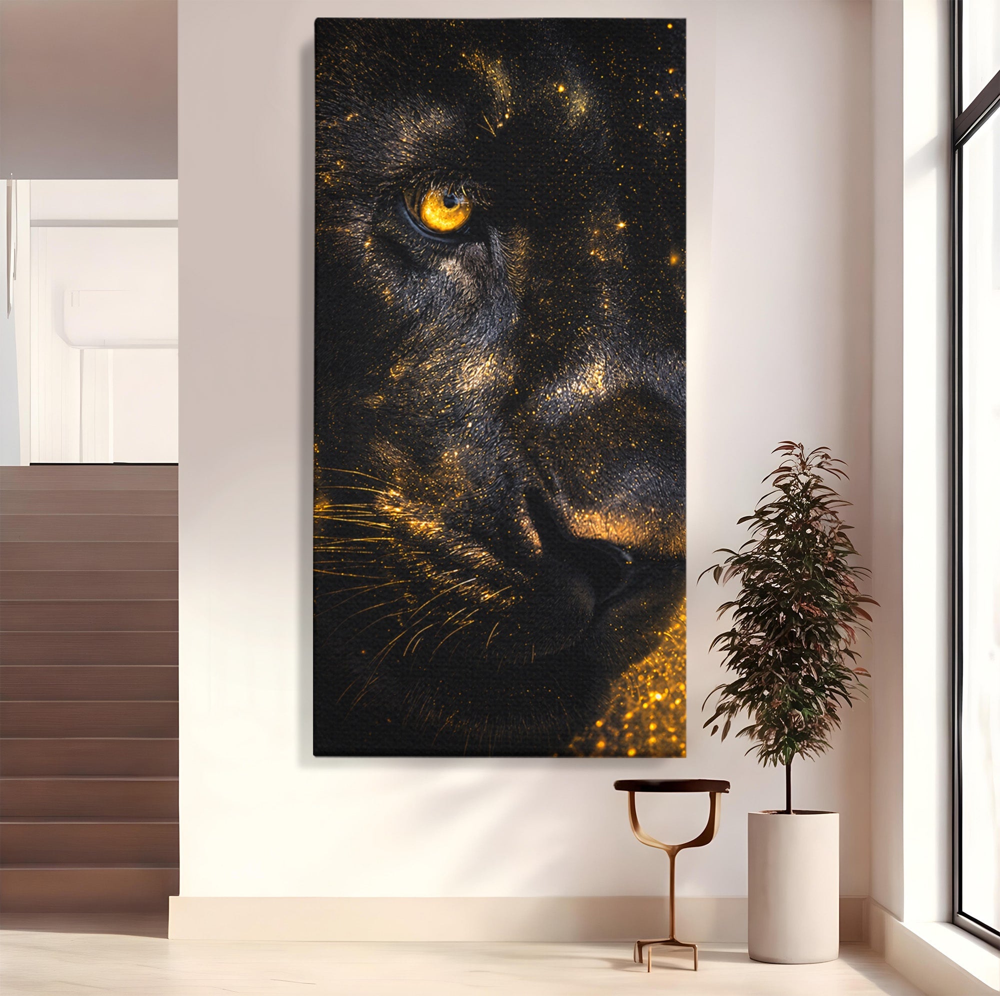 Tablou Canvas Premium LuxCanva® M1559, Pantera Aurie, Pantera, Animale, Mister, Eleganta, Dormitor, Living, Culori Vibrante