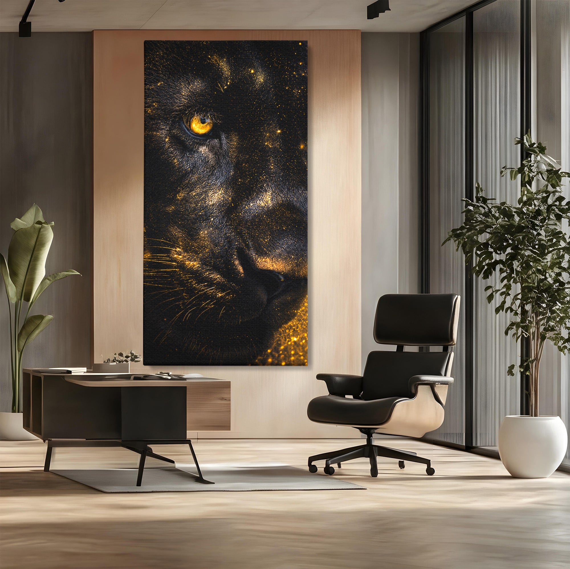Tablou Canvas Premium LuxCanva® M1559, Pantera Aurie, Pantera, Animale, Mister, Eleganta, Dormitor, Living, Culori Vibrante