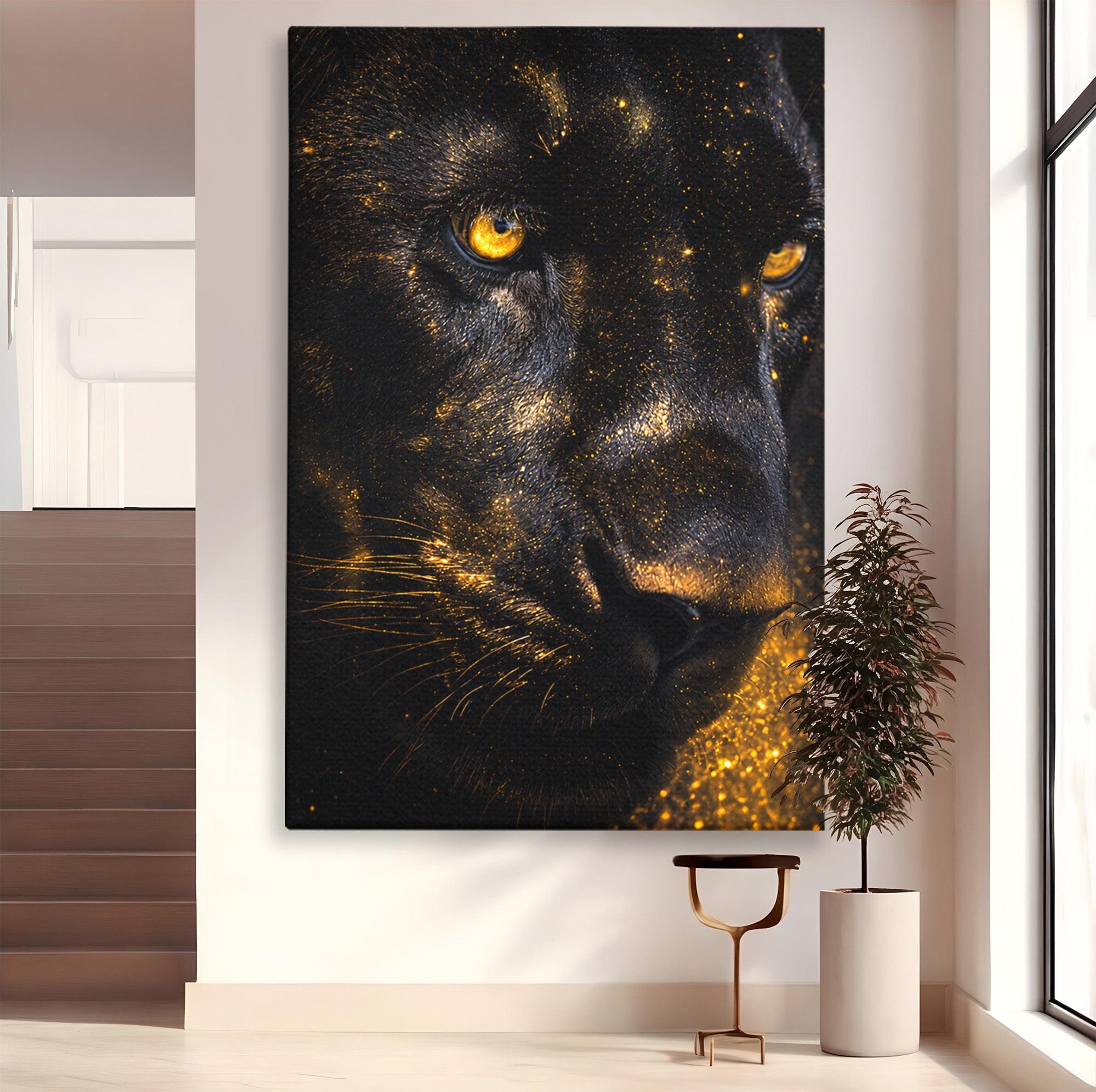 Tablou Canvas Premium LuxCanva® M1559, Pantera Aurie, Pantera, Animale, Mister, Eleganta, Dormitor, Living, Culori Vibrante