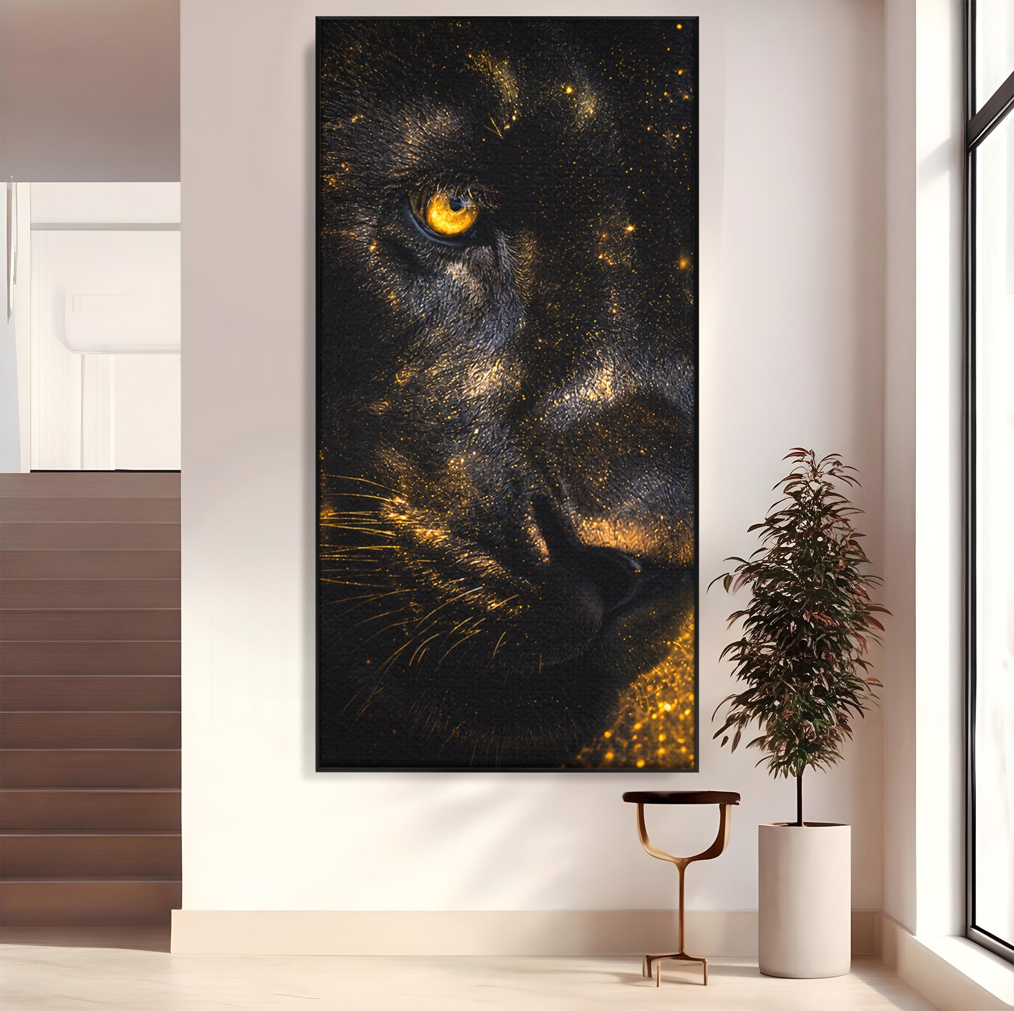 Tablou Canvas Premium LuxCanva® M1559, Pantera Aurie, Pantera, Animale, Mister, Eleganta, Dormitor, Living, Culori Vibrante