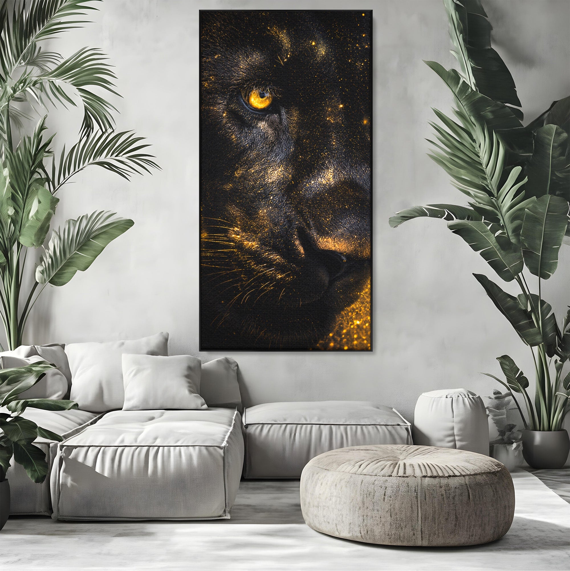 Tablou Canvas Premium LuxCanva® M1559, Pantera Aurie, Pantera, Animale, Mister, Eleganta, Dormitor, Living, Culori Vibrante