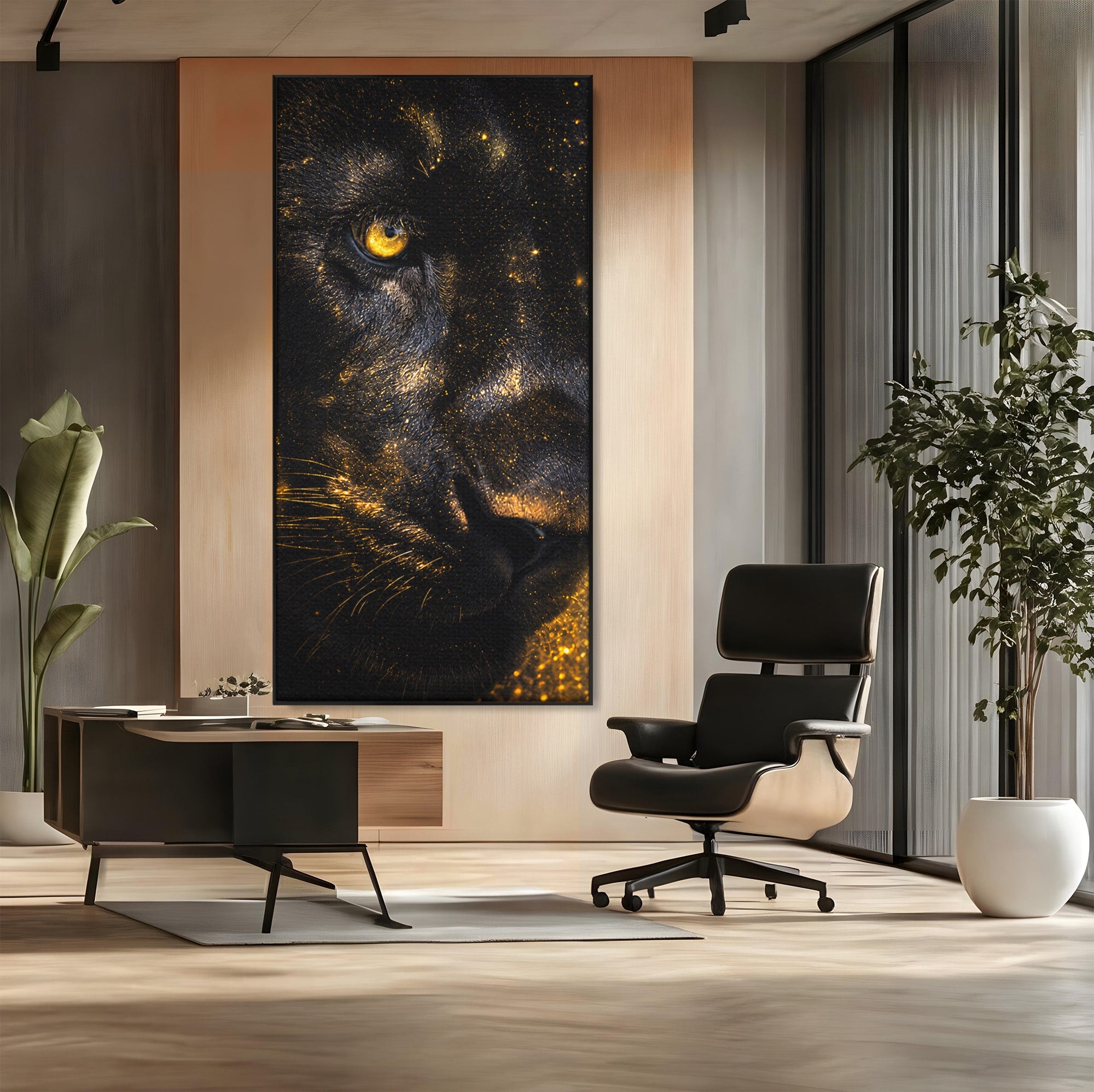 Tablou Canvas Premium LuxCanva® M1559, Pantera Aurie, Pantera, Animale, Mister, Eleganta, Dormitor, Living, Culori Vibrante