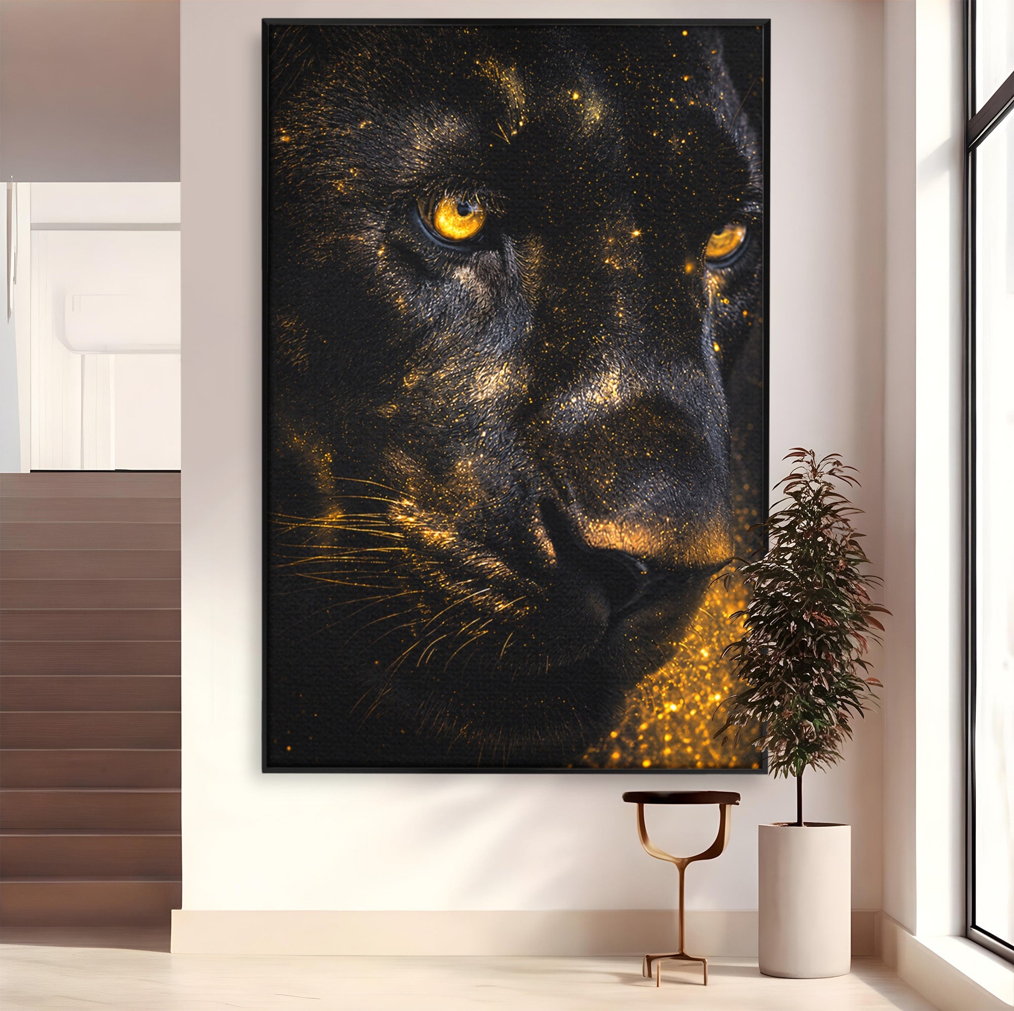 Tablou Canvas Premium LuxCanva® M1559, Pantera Aurie, Pantera, Animale, Mister, Eleganta, Dormitor, Living, Culori Vibrante