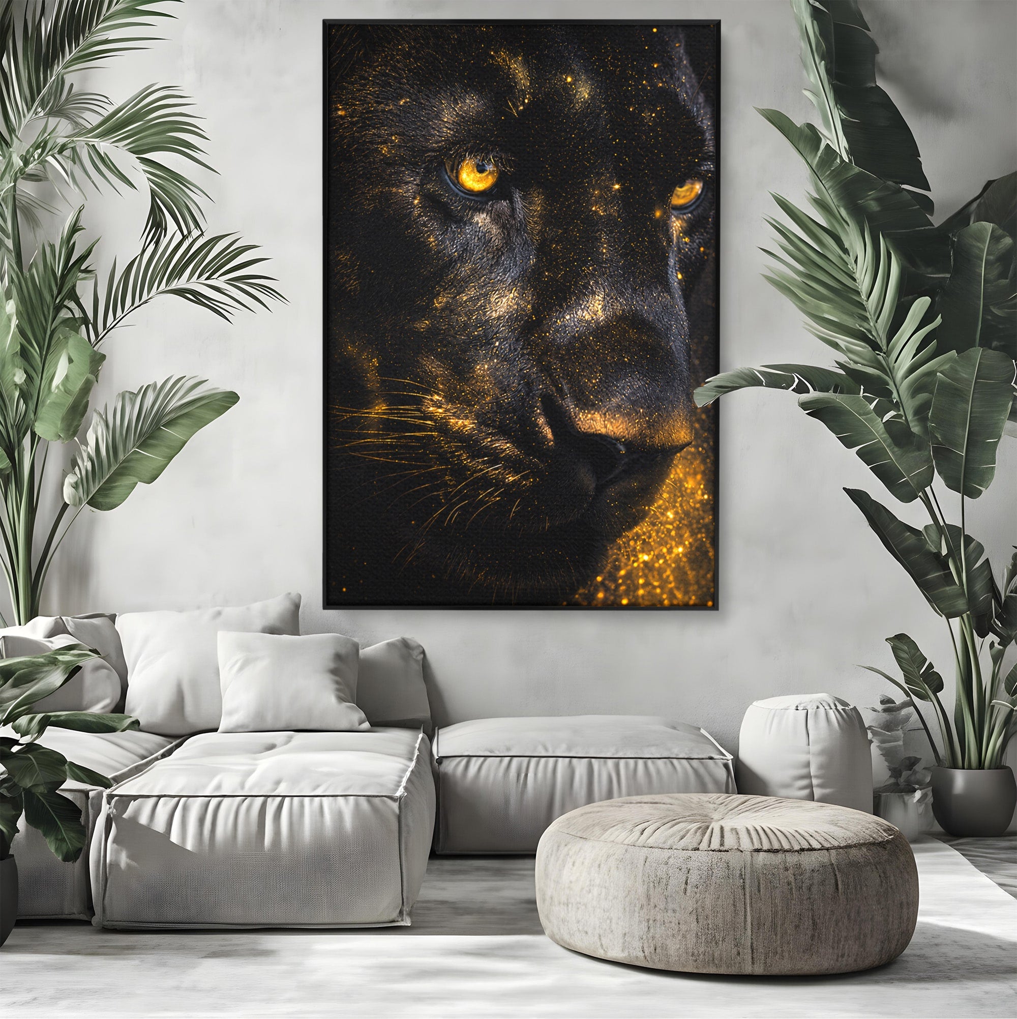 Tablou Canvas Premium LuxCanva® M1559, Pantera Aurie, Pantera, Animale, Mister, Eleganta, Dormitor, Living, Culori Vibrante