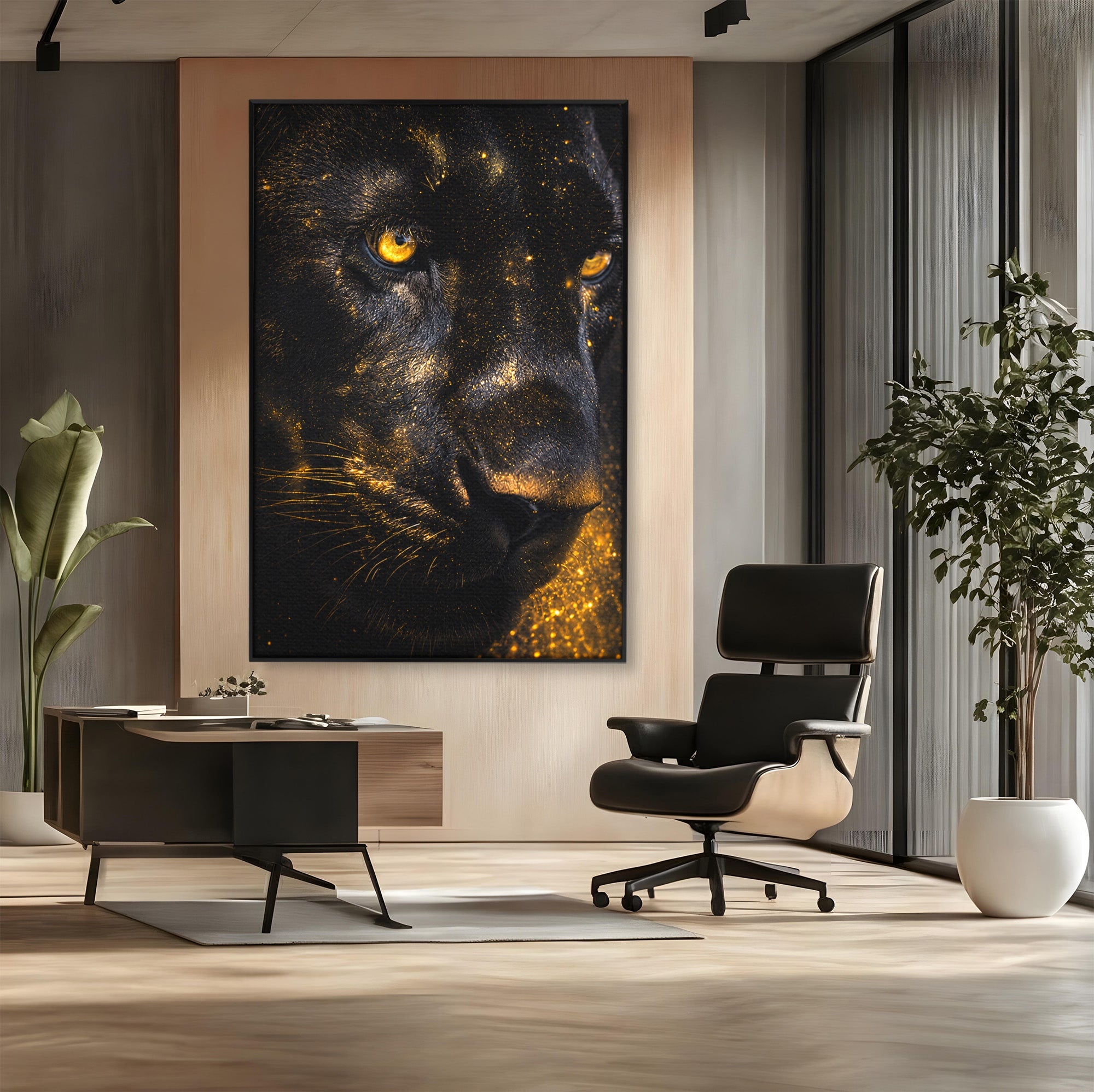 Tablou Canvas Premium LuxCanva® M1559, Pantera Aurie, Pantera, Animale, Mister, Eleganta, Dormitor, Living, Culori Vibrante