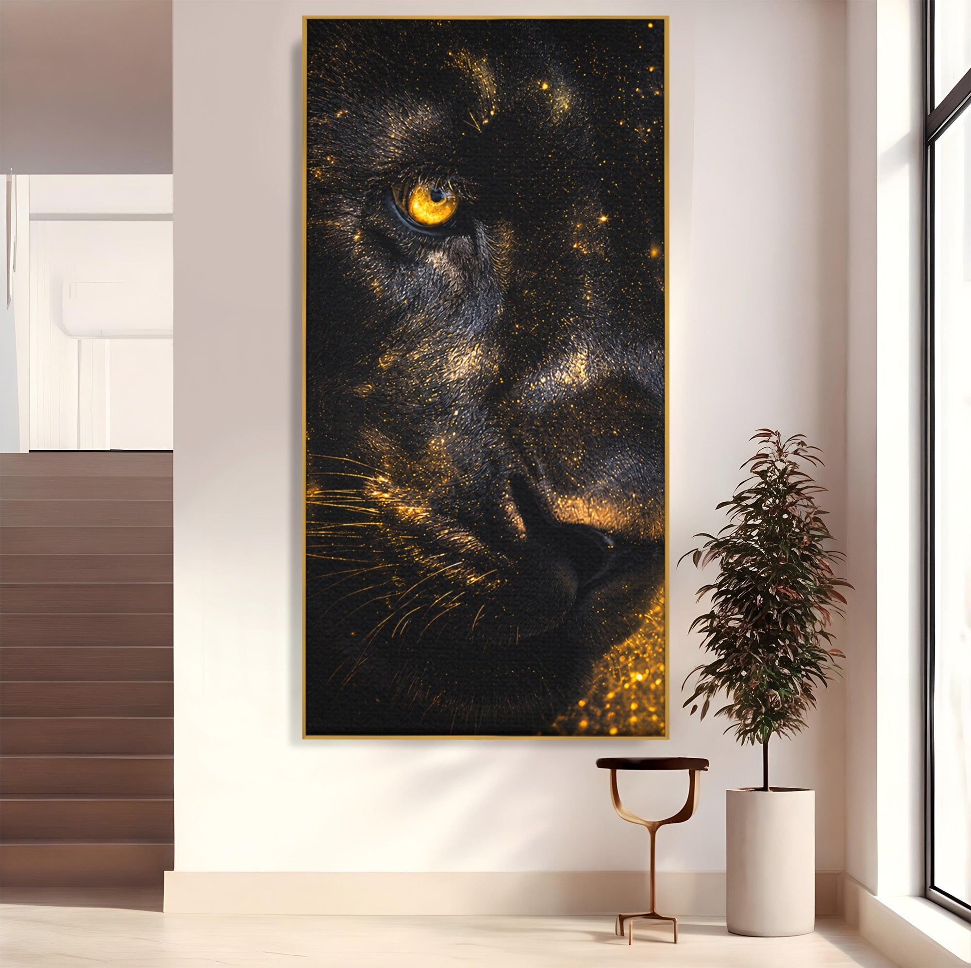 Tablou Canvas Premium LuxCanva® M1559, Pantera Aurie, Pantera, Animale, Mister, Eleganta, Dormitor, Living, Culori Vibrante