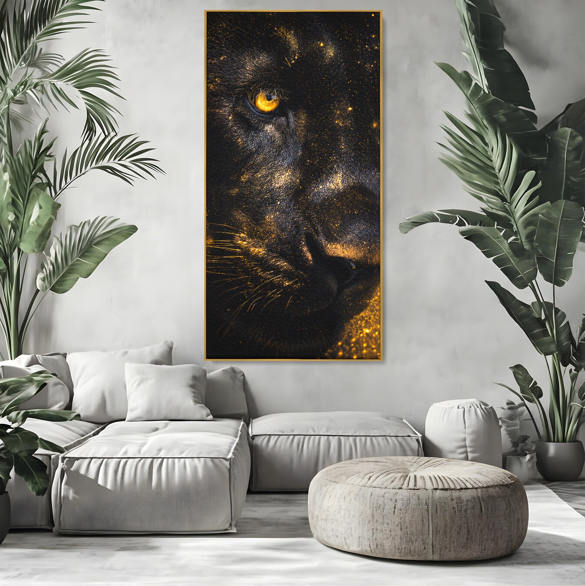 Tablou Canvas Premium LuxCanva® M1559, Pantera Aurie, Pantera, Animale, Mister, Eleganta, Dormitor, Living, Culori Vibrante