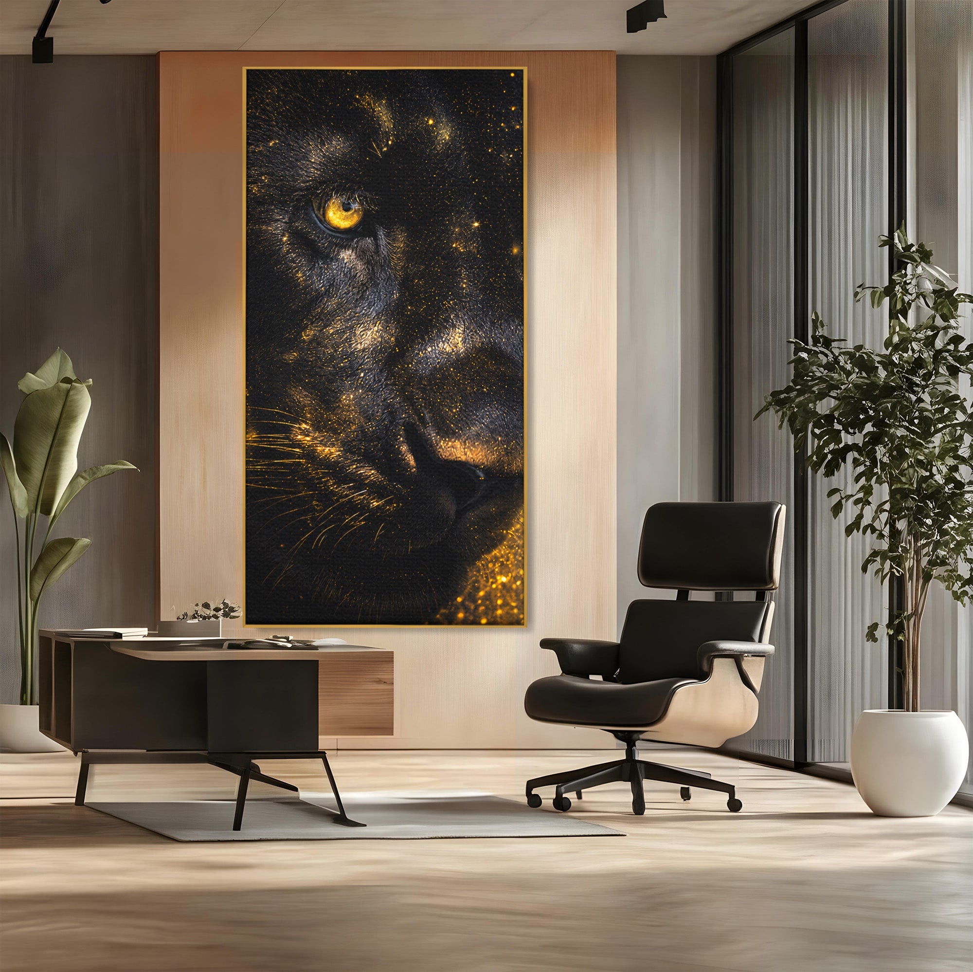 Tablou Canvas Premium LuxCanva® M1559, Pantera Aurie, Pantera, Animale, Mister, Eleganta, Dormitor, Living, Culori Vibrante