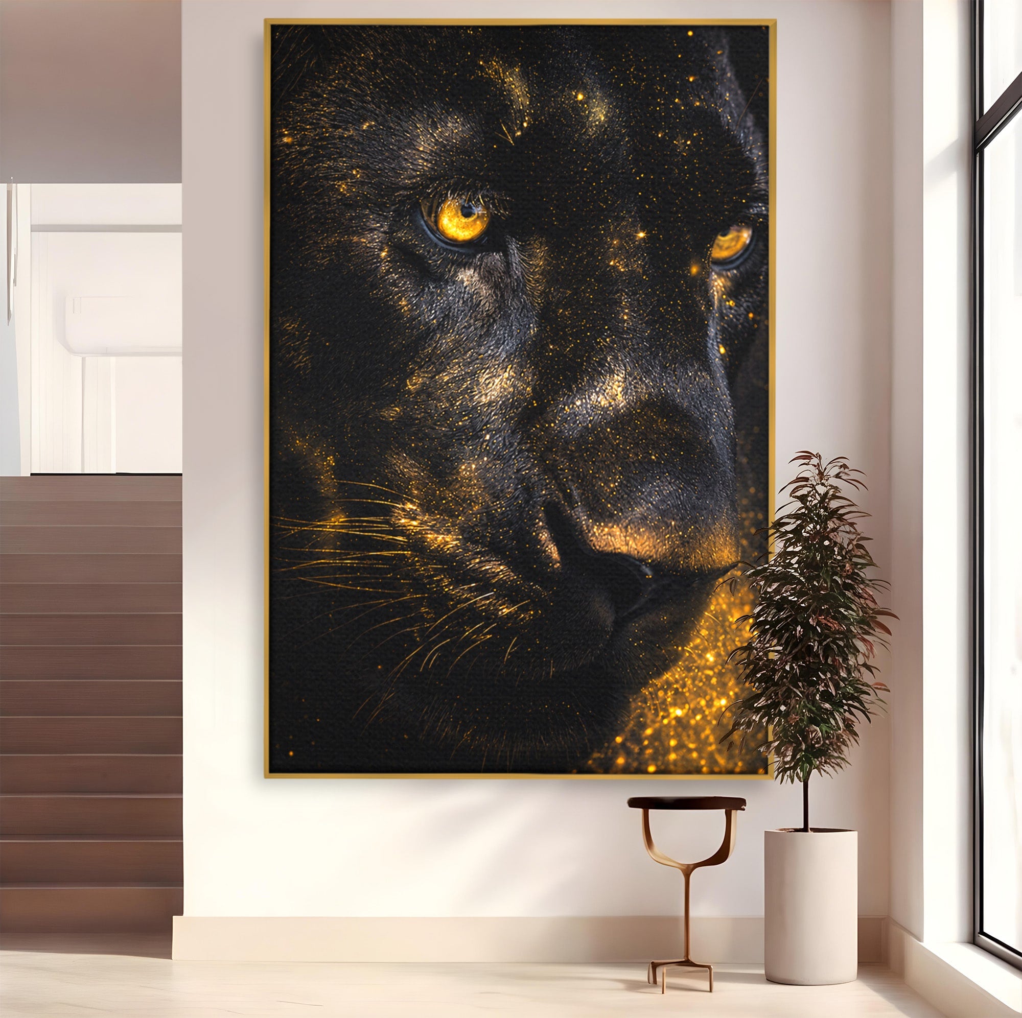 Tablou Canvas Premium LuxCanva® M1559, Pantera Aurie, Pantera, Animale, Mister, Eleganta, Dormitor, Living, Culori Vibrante