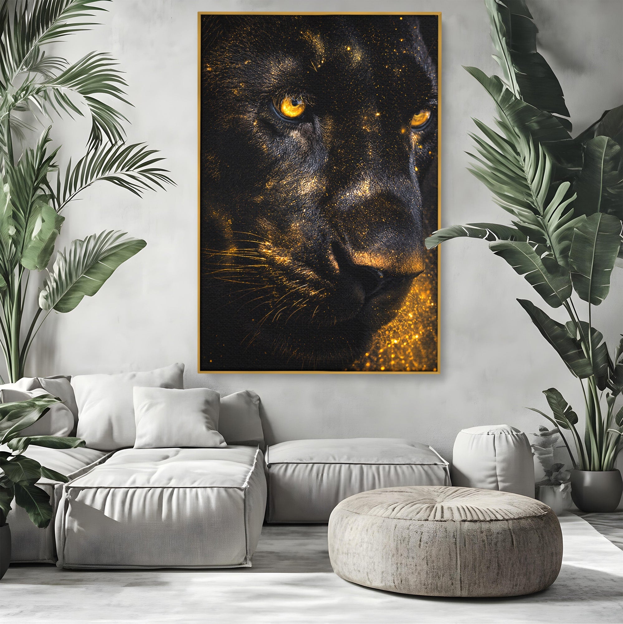 Tablou Canvas Premium LuxCanva® M1559, Pantera Aurie, Pantera, Animale, Mister, Eleganta, Dormitor, Living, Culori Vibrante