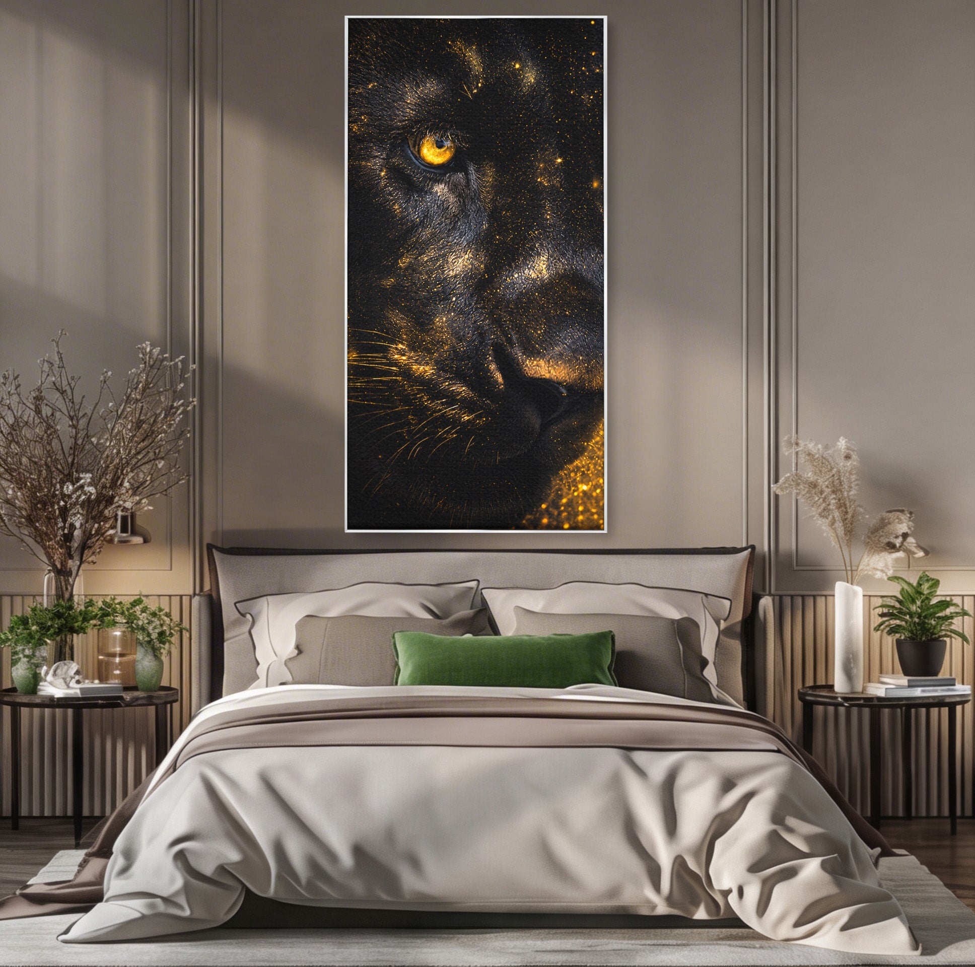 Tablou Canvas Premium LuxCanva® M1559, Pantera Aurie, Pantera, Animale, Mister, Eleganta, Dormitor, Living, Culori Vibrante