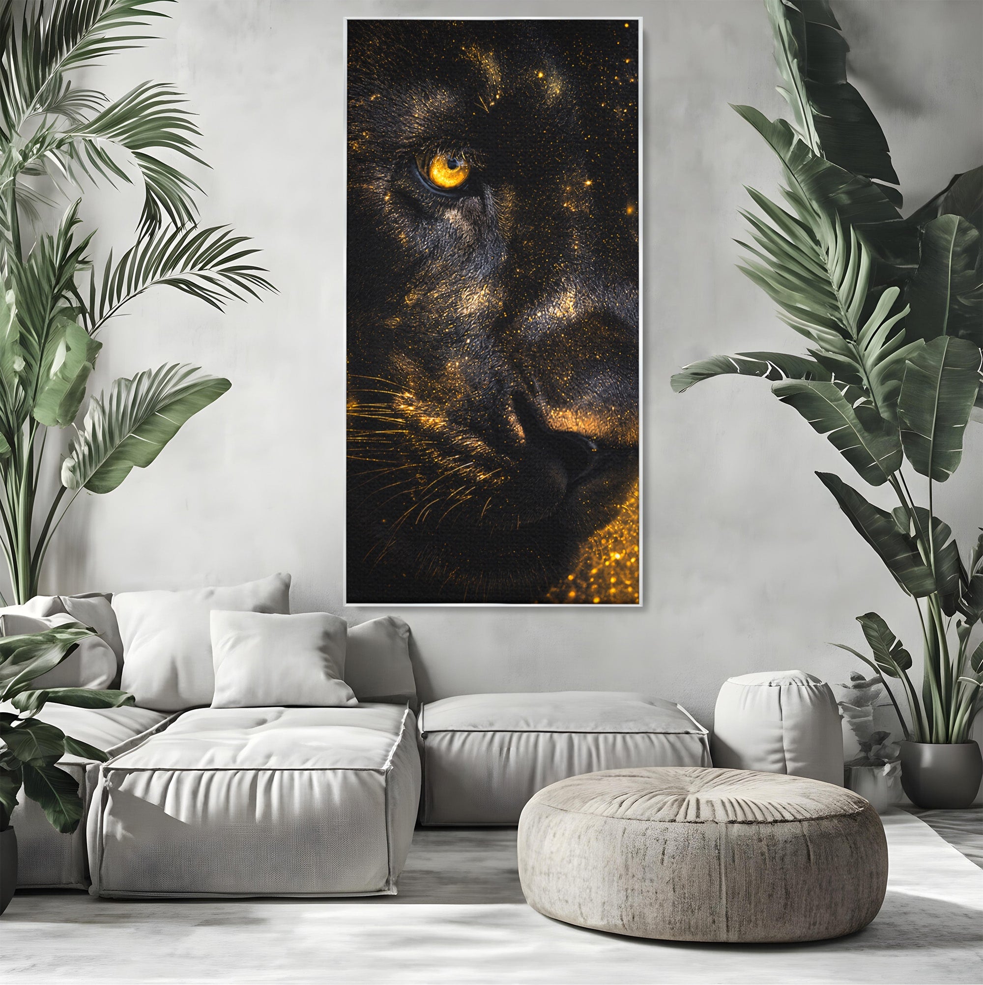 Tablou Canvas Premium LuxCanva® M1559, Pantera Aurie, Pantera, Animale, Mister, Eleganta, Dormitor, Living, Culori Vibrante