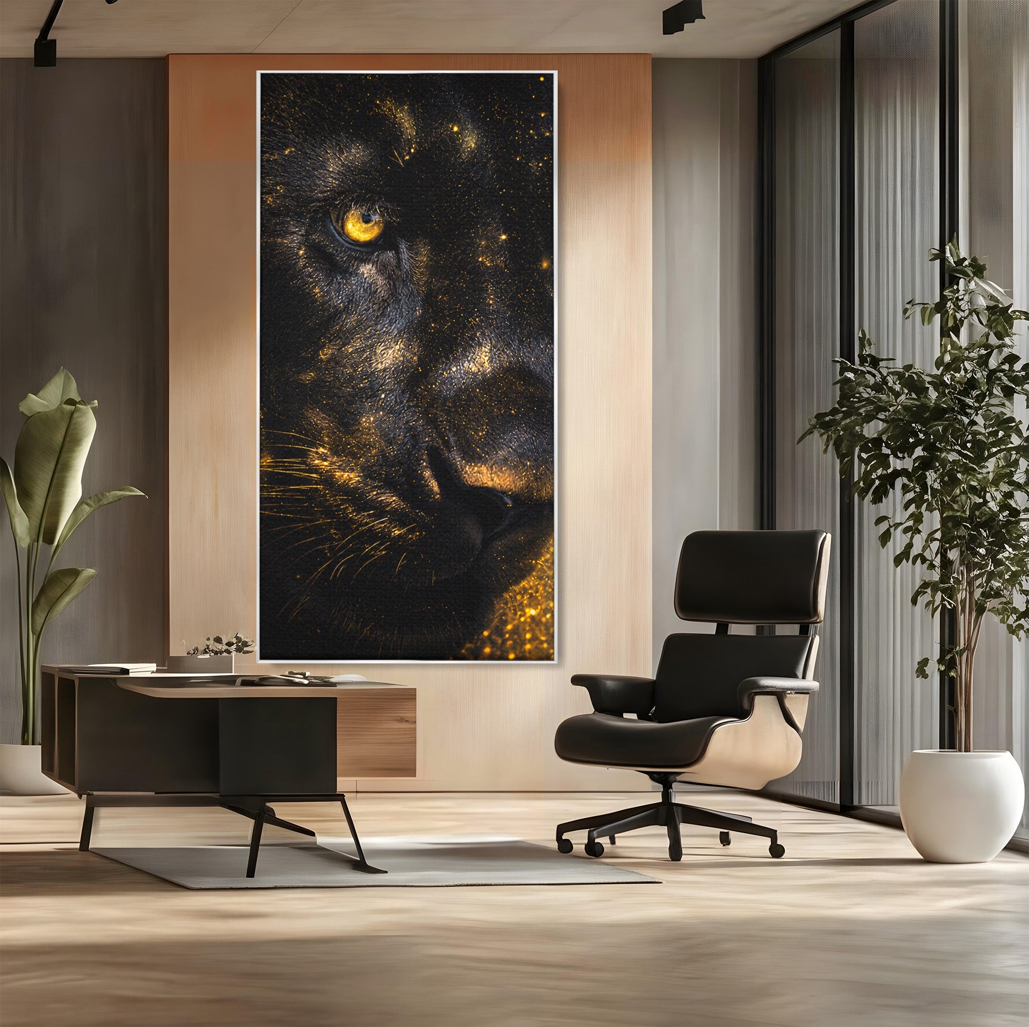 Tablou Canvas Premium LuxCanva® M1559, Pantera Aurie, Pantera, Animale, Mister, Eleganta, Dormitor, Living, Culori Vibrante