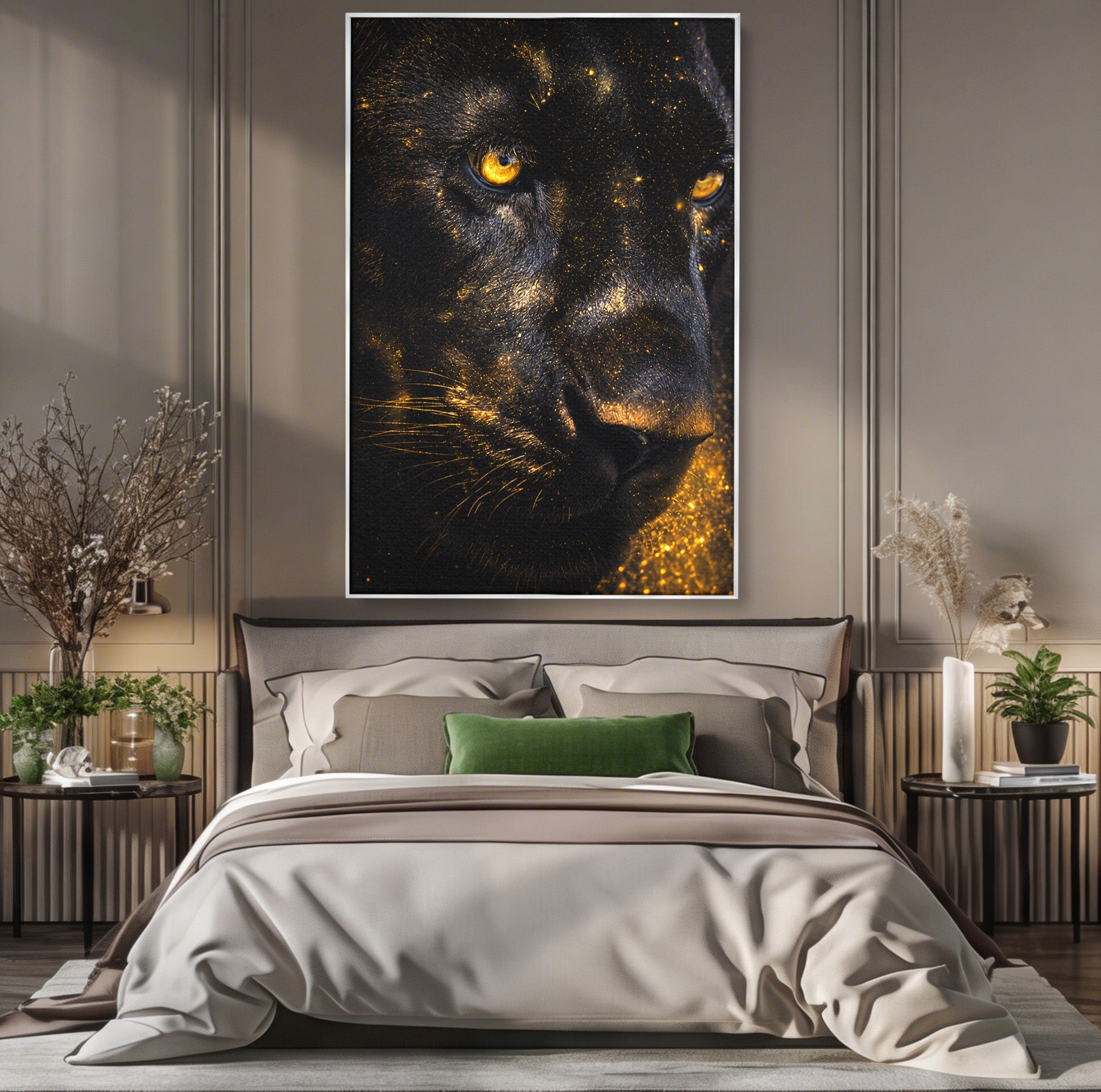 Tablou Canvas Premium LuxCanva® M1559, Pantera Aurie, Pantera, Animale, Mister, Eleganta, Dormitor, Living, Culori Vibrante